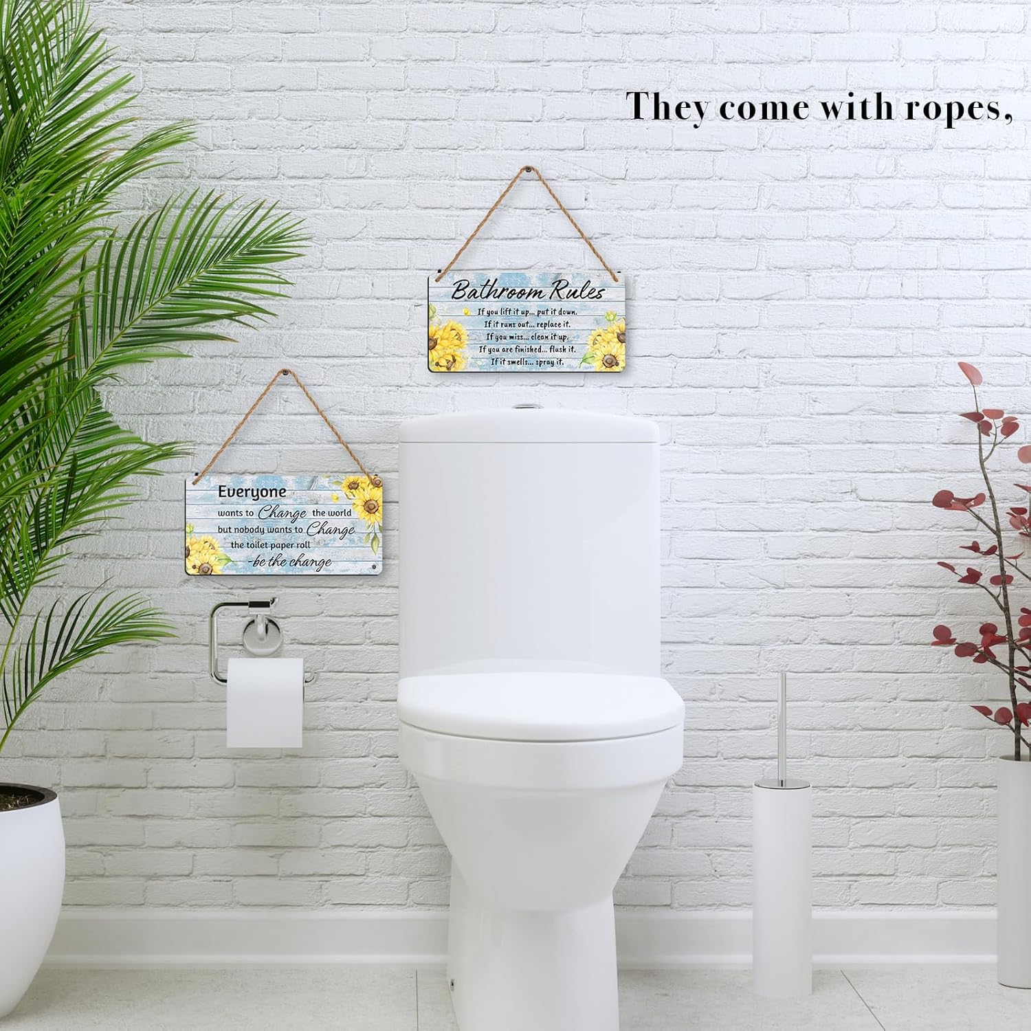 2 piezas de reglas de baño, decoración de pared divertidos de girasol, decoración de baño, decoración de playa, granja, decoración de baño de madera