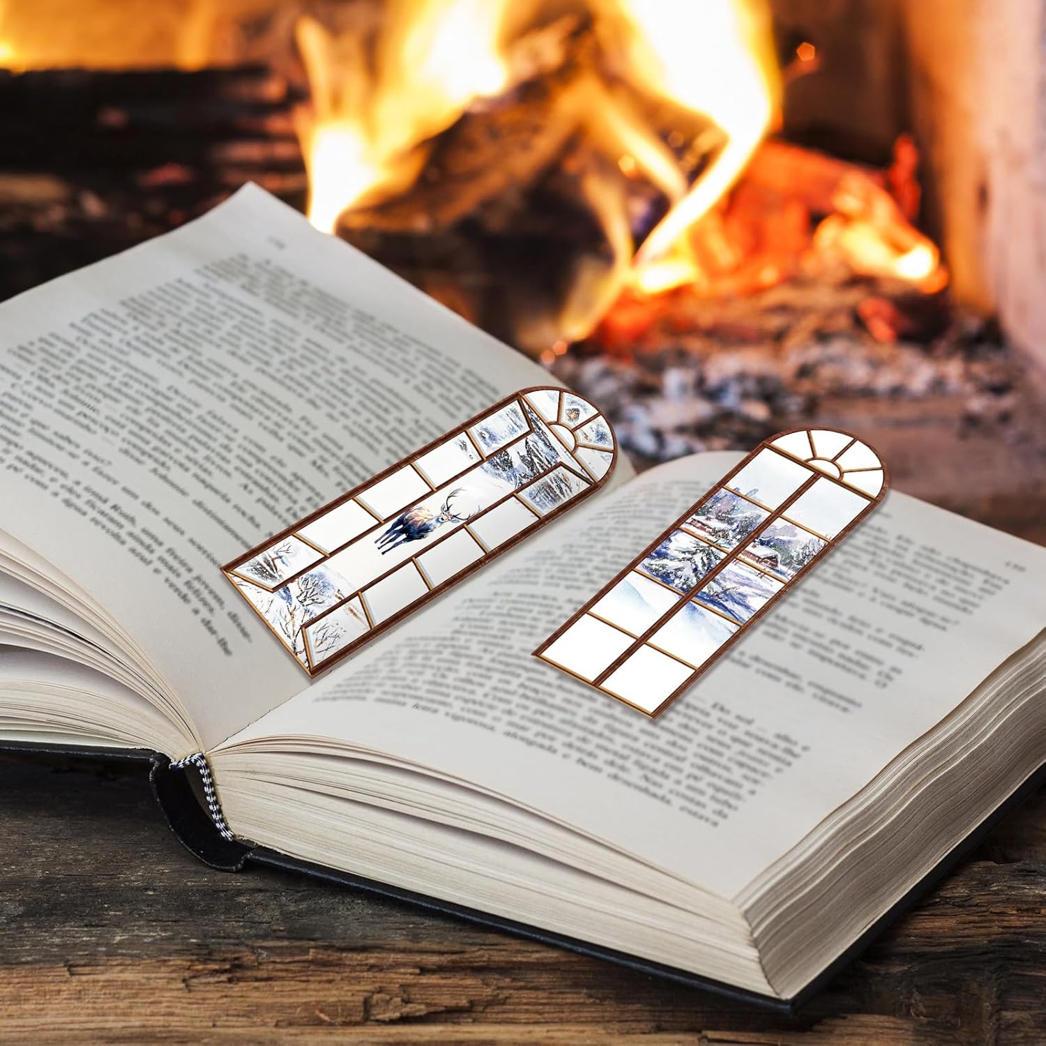 Qeeenar 48 marcadores rústicos de invierno para mujeres, marcadores de libros de nieve de invierno para mujeres, marcadores de Navidad, árbol de