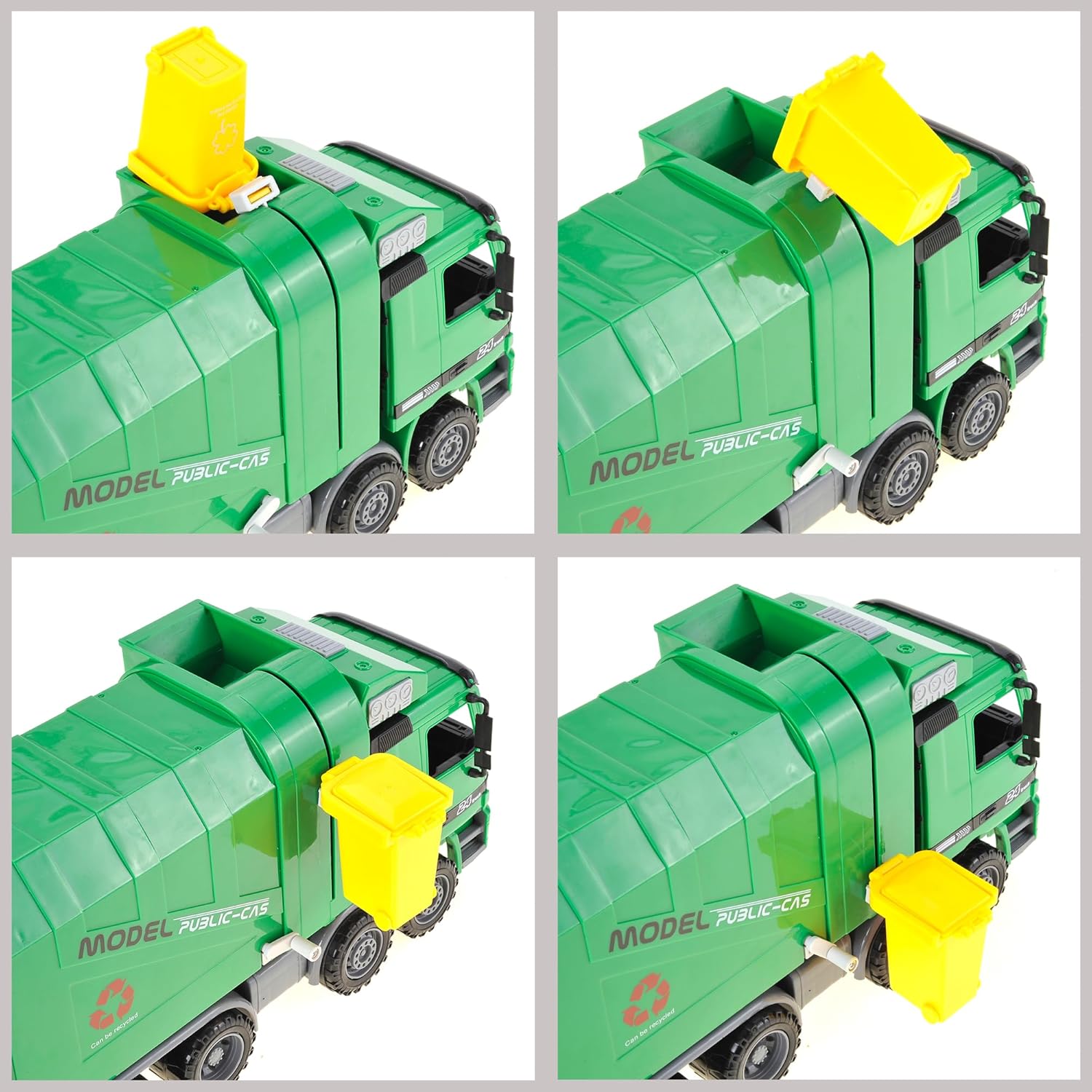 PowerTRC Juguete de camión de basura Push & Go de 15 pulgadas  Juguete realista de camión recolector de basura alimentado por fricción para niños a