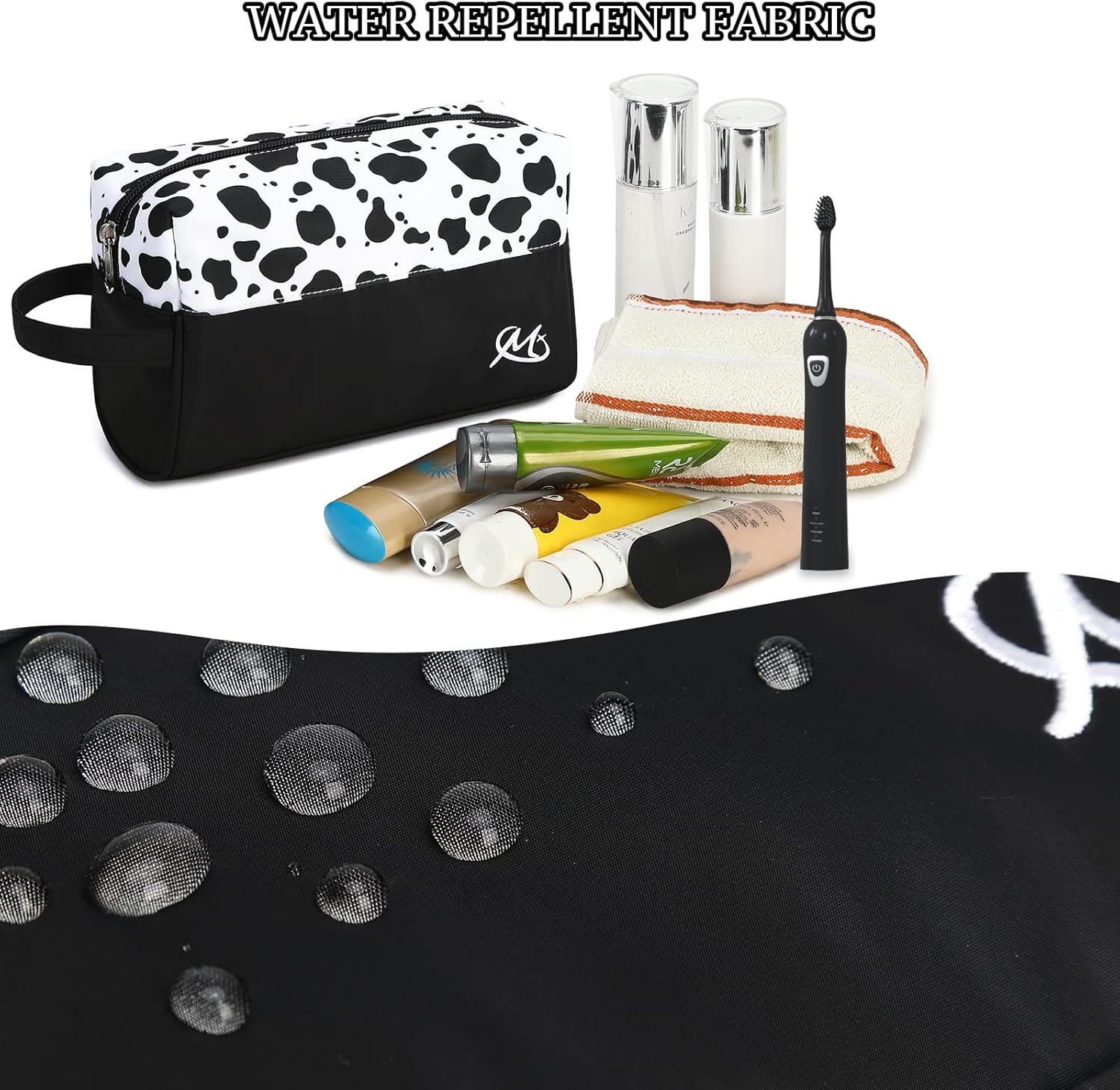 Ryushoyo Juego de 2 piezas de artículos de tocador de viaje impermeable maquillaje electrónico lápiz organizador bolsa con asa, Rosado Flamingo, Moda