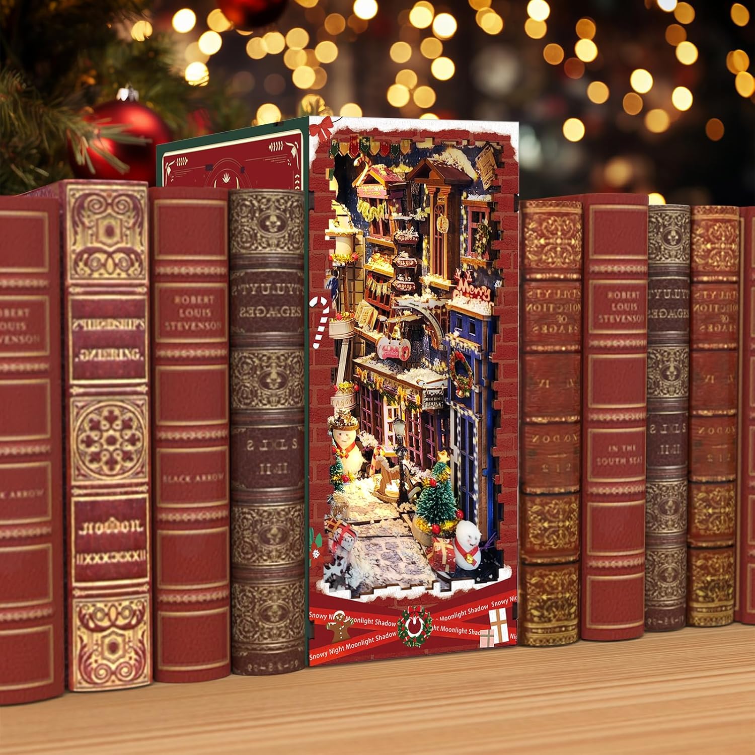 Kits de rincón de libros de bricolaje de Navidad para adultos – Casa de muñecas de madera