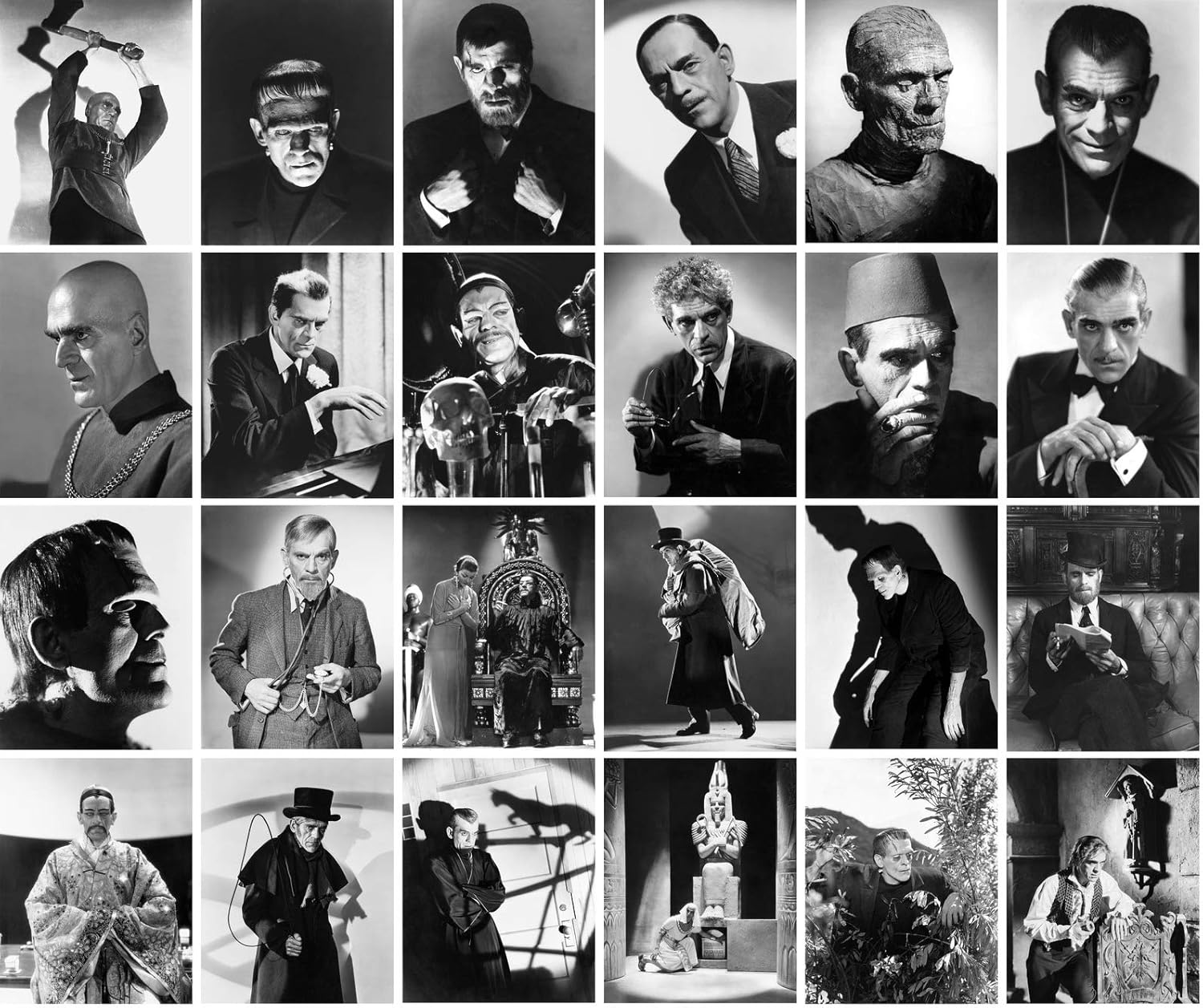 PIXILUV Postales vintage 24 piezas BORIS KARLOFF Póster de película vintage REPRINT