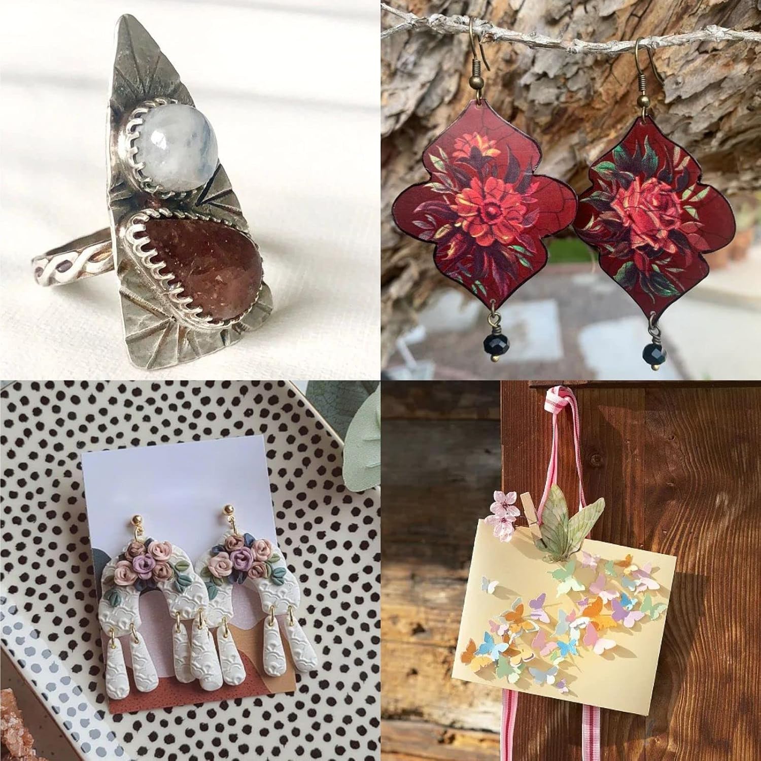 GORGECRAFT Plantilla de 2 estilos con forma de joyería, aretes reutilizables para hacer recortes de plumas de plástico, plantillas lapidarias para