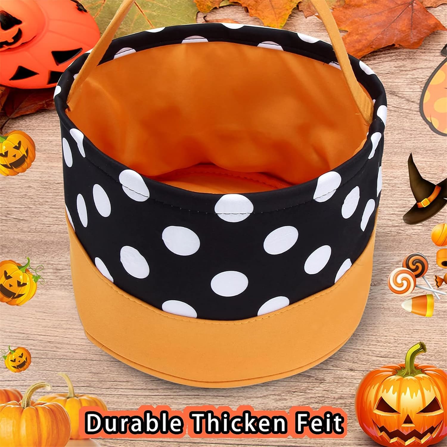 Cubo de dulces de Halloween, bolsa de dulces de Halloween, bolsa de lona para Halloween, cesta de calabaza y calavera a rayas con asa para niños,