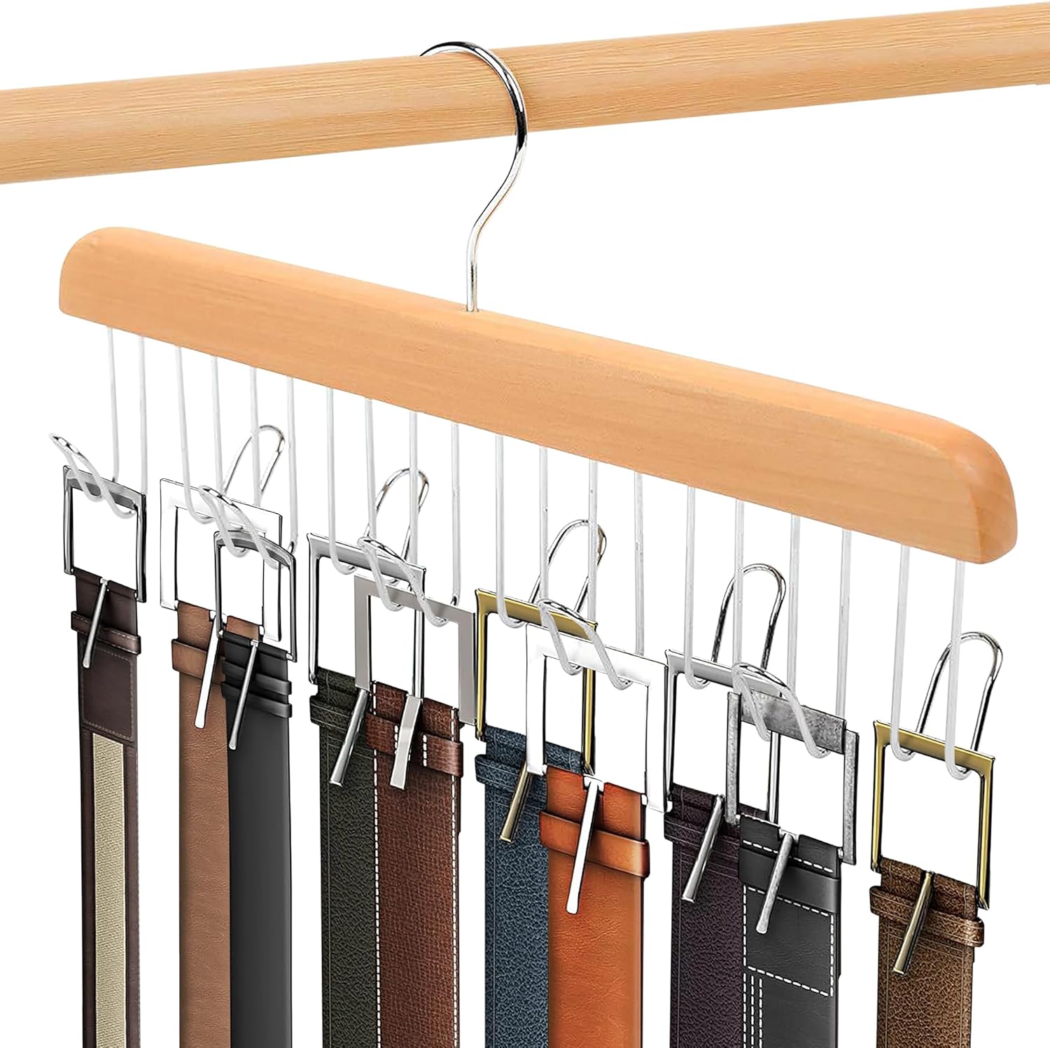 Umo Lorenzo Percha para cinturón para armario, organizador de accesorios para cinturones, corbatas y bufandas