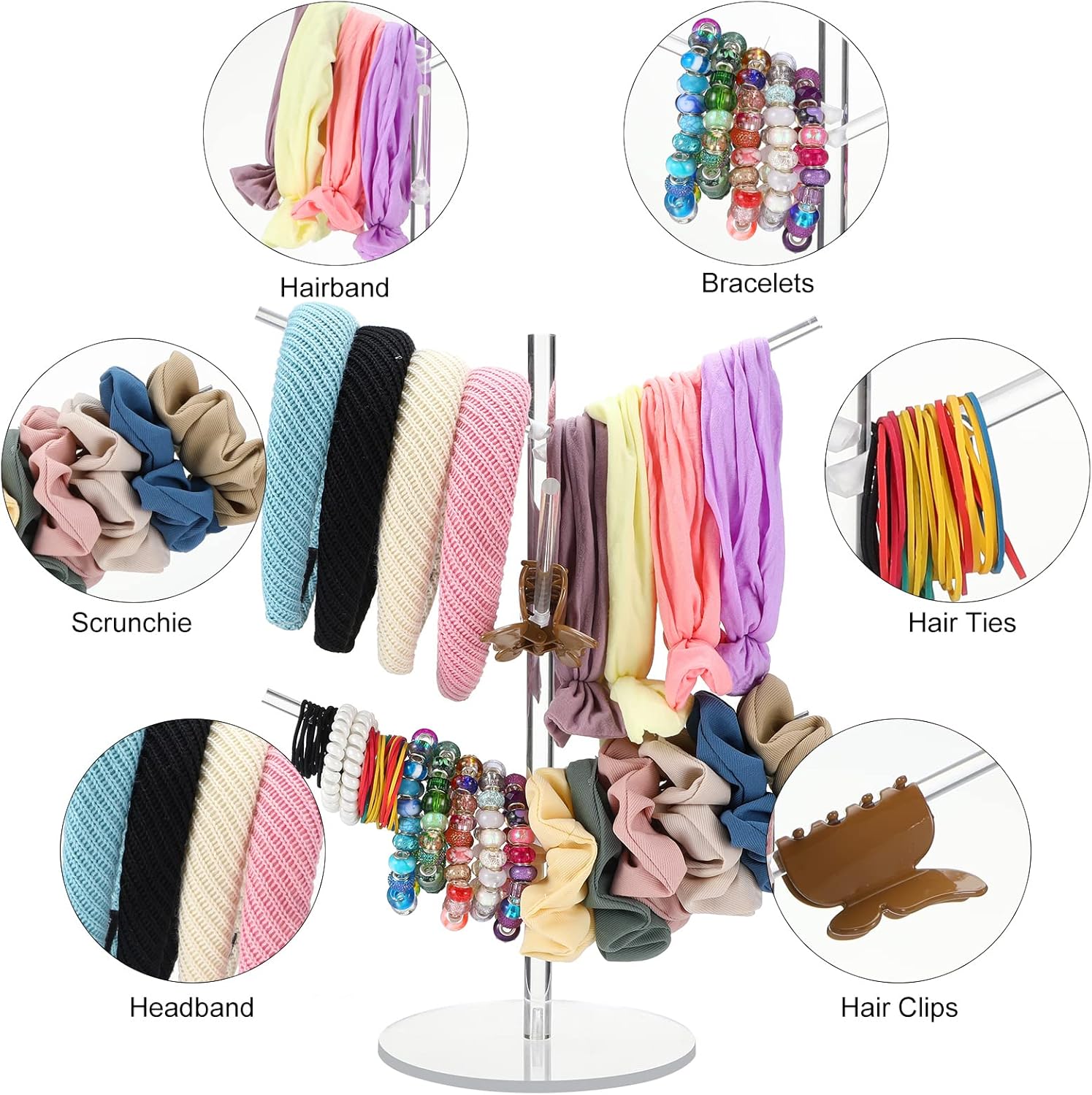 Soporte de acrílico para coletero organizador de ramas en ángulo, soporte para coletero, accesorios para joyas, organizador de corbatas para el