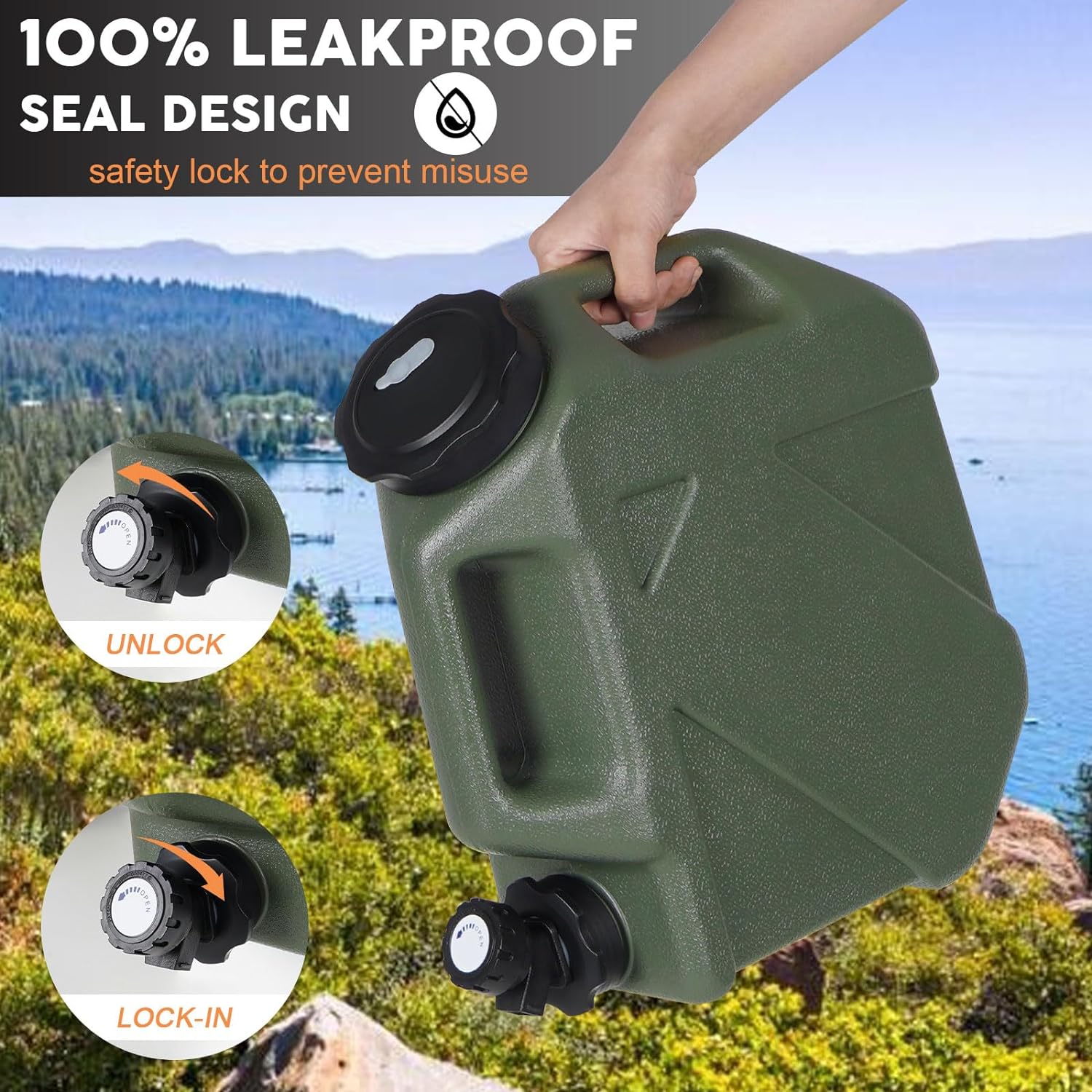 Jarra de agua para camping, contenedores de agua de 2.6 galones, sin BPA, almacenamiento de agua con espita sin fugas, portátil, tanque de agua de