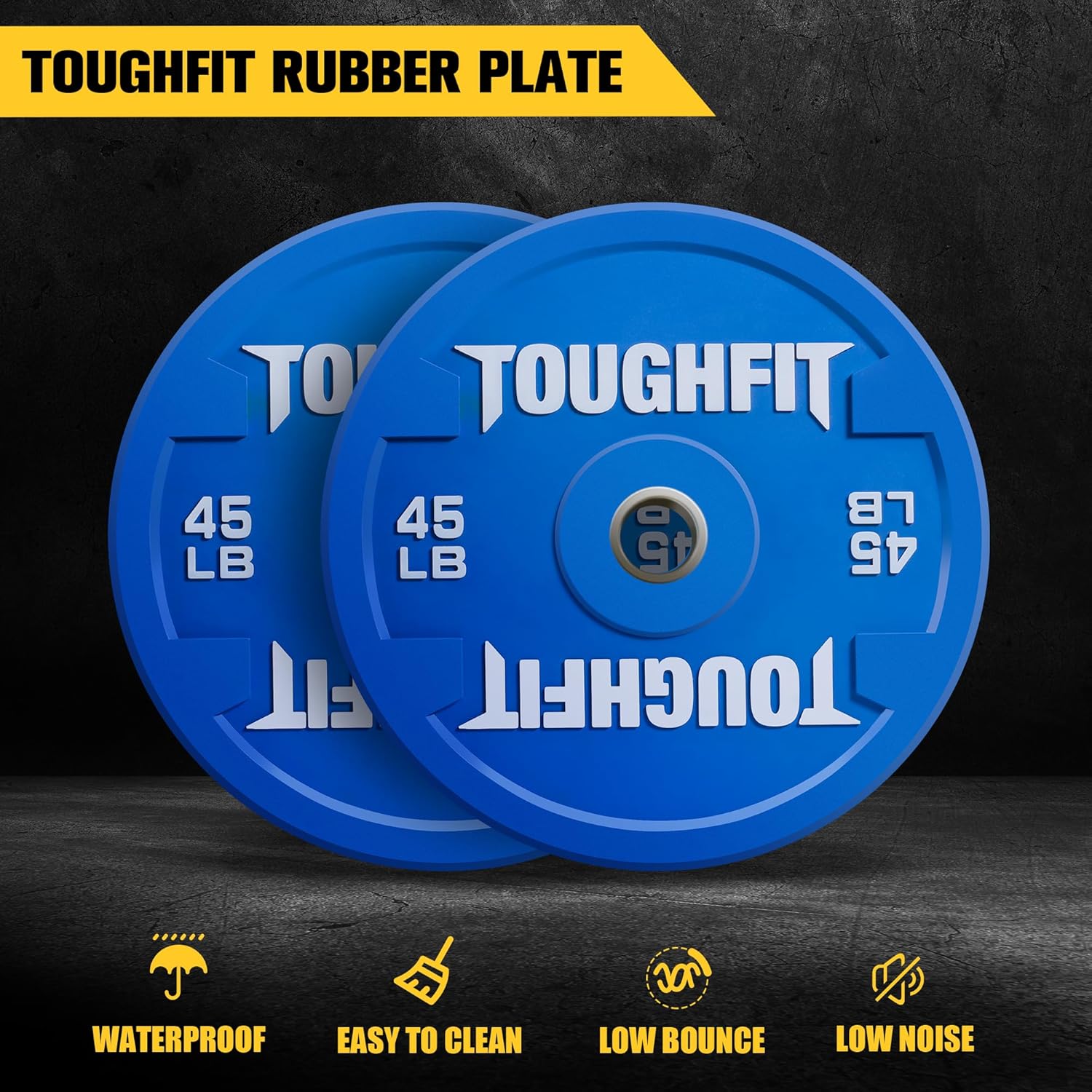 ToughFit Color Coded Olympic Bumper Plates for Barbell, 2-Inch Weights Plates With Steel Insert Weight Lifting Plate for Strength Training in Home