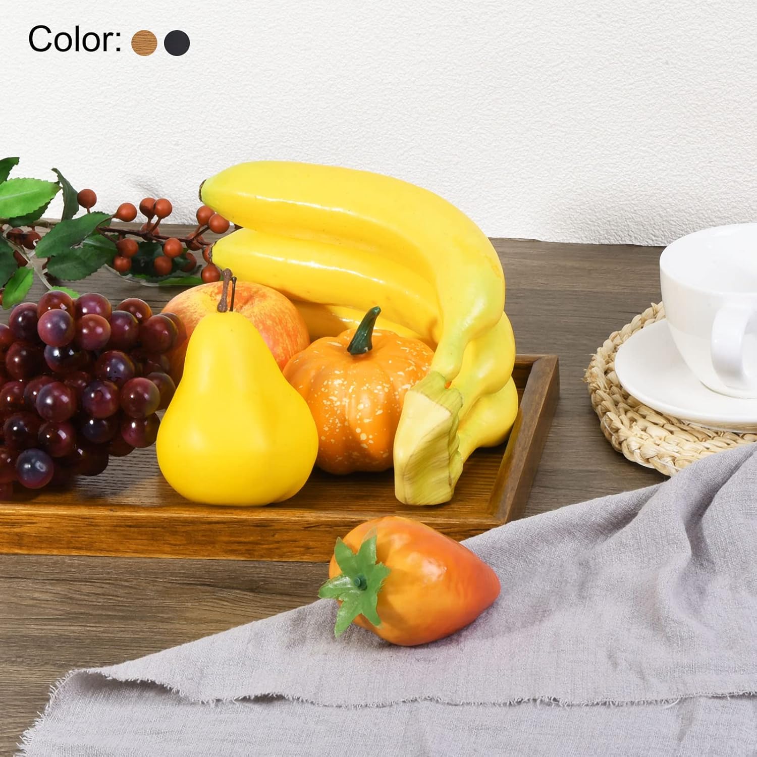 PATIKIL Bandeja de madera para servir de 7 pulgadas, bandeja decorativa cuadrada para decoración del hogar, cocina, mesa, portavelas, color negro