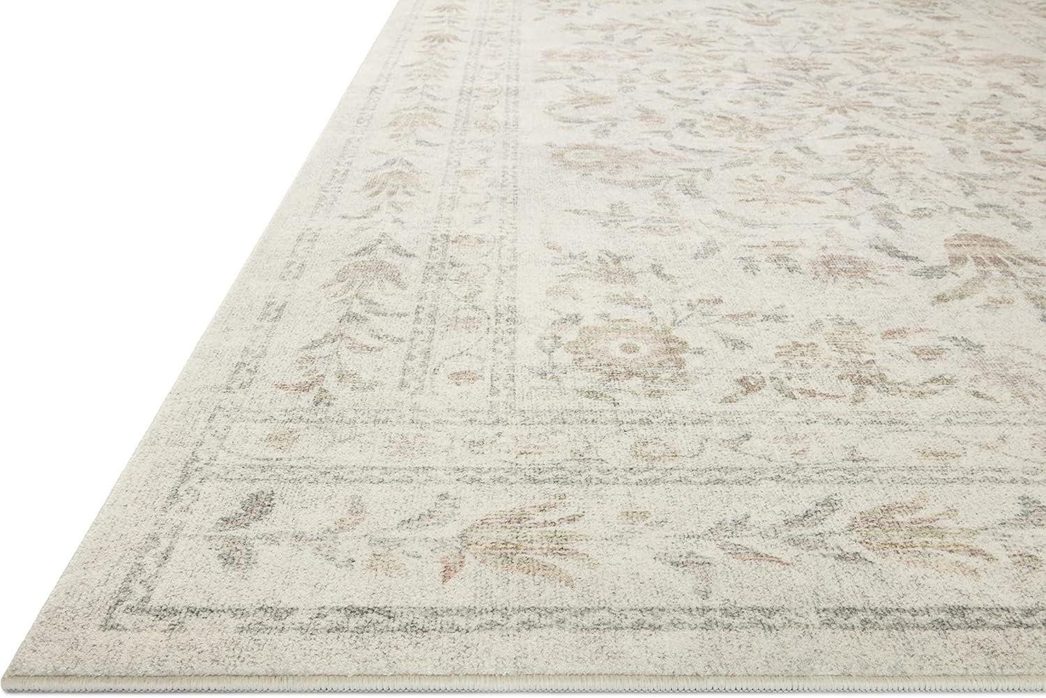 Rifle Paper Co. x Loloi Courtyard Collection COU-01 – Alfombra de muestra amarilla y multicolor de 18 x 18 pulgadas. CloudPile