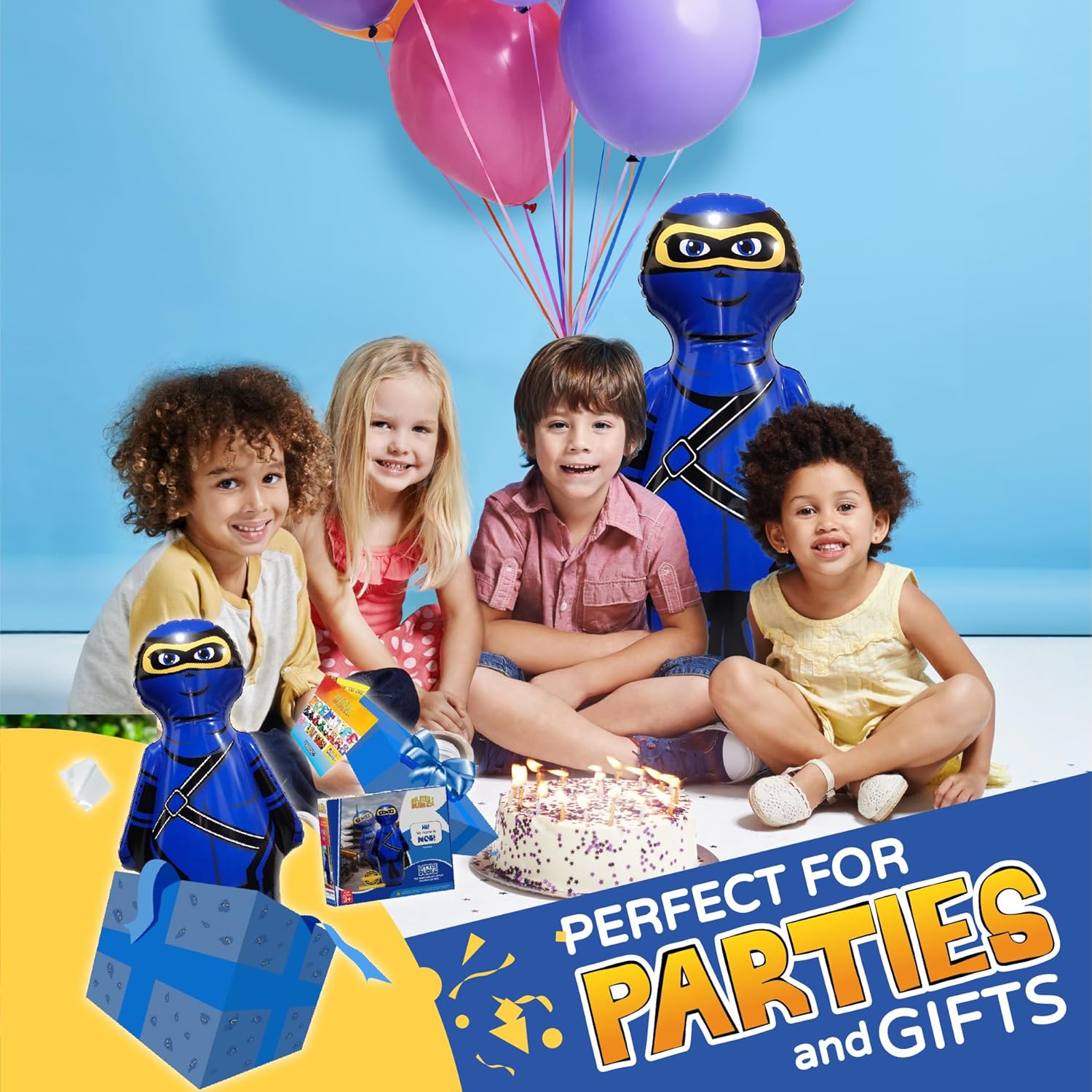 INFLATABLE DUDES Pequeño ninja de 40 pulgadas – Saco de boxeo para niños  Ya lleno de arena  Bolsa Bop  Juguete inflable de boxeo  Acción de rebote