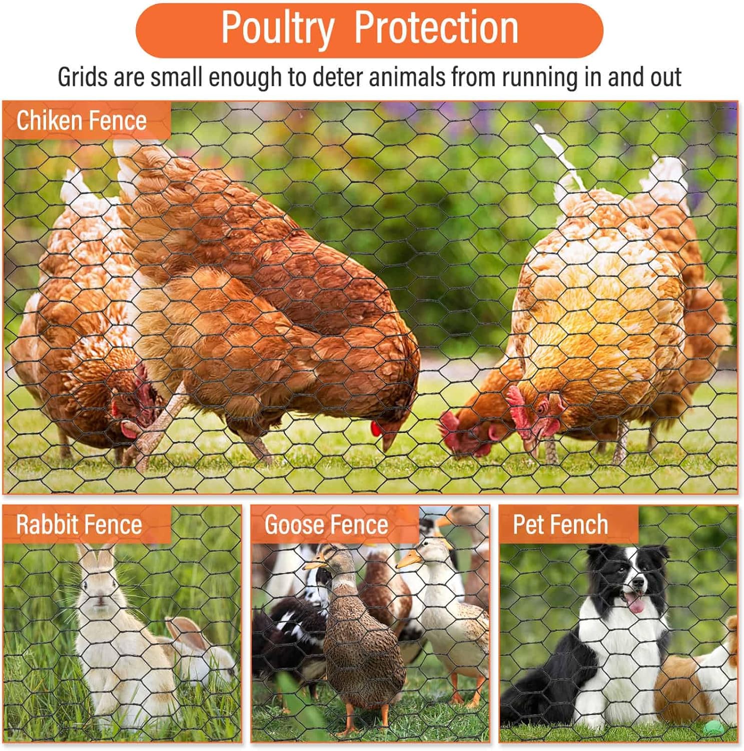 Cerca de alambre de pollo negro para arreglos florales, rollo de malla de alambre galvanizado hexagonal de 15.7 pulgadas x 9.8 pies para