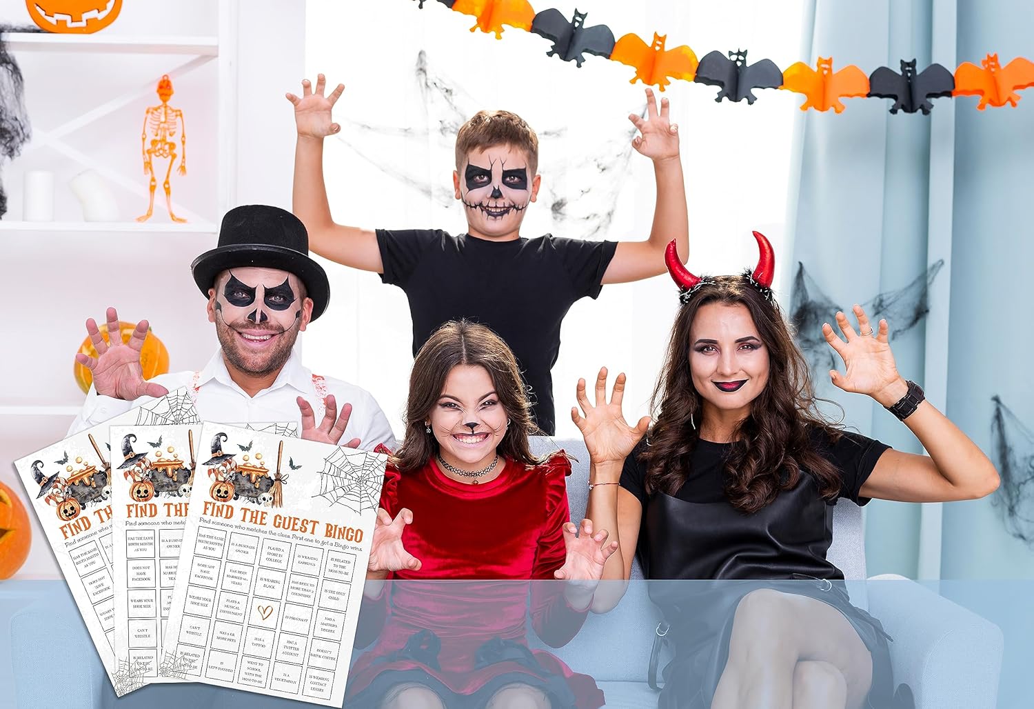 Tuyashua Halloween Find The Guest Bingo Game, juego de Halloween para baby shower, decoraciones de baby shower, suministros de fiesta de revelación