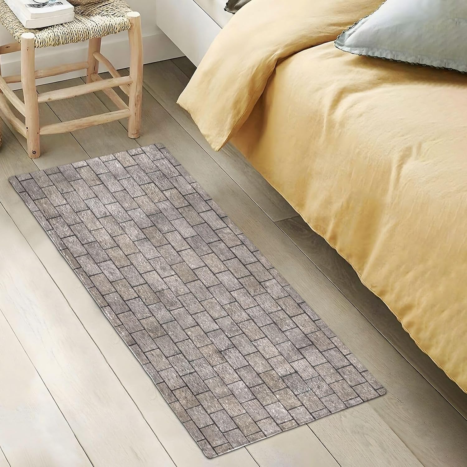 Old Brick Wall – Tapete de cocina con textura de pared, lavable a máquina, antideslizante, parte trasera de goma para baño, 39 x 20 pulgadas