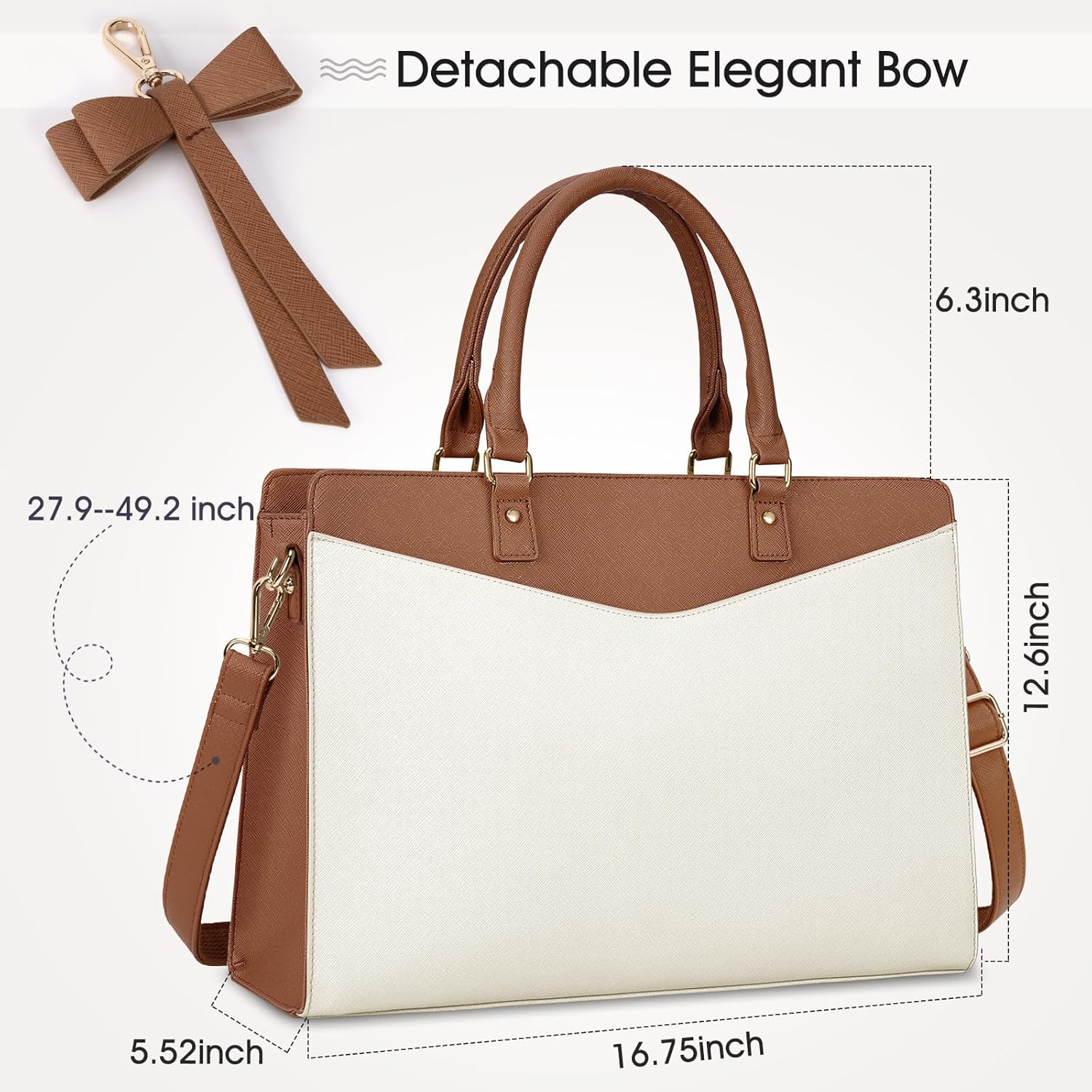 RAINSMORE Bolsa para laptop para mujer, 15.6 pulgadas, piel sintética, bolsa de trabajo profesional, para negocios, oficina, trabajo, impermeable,