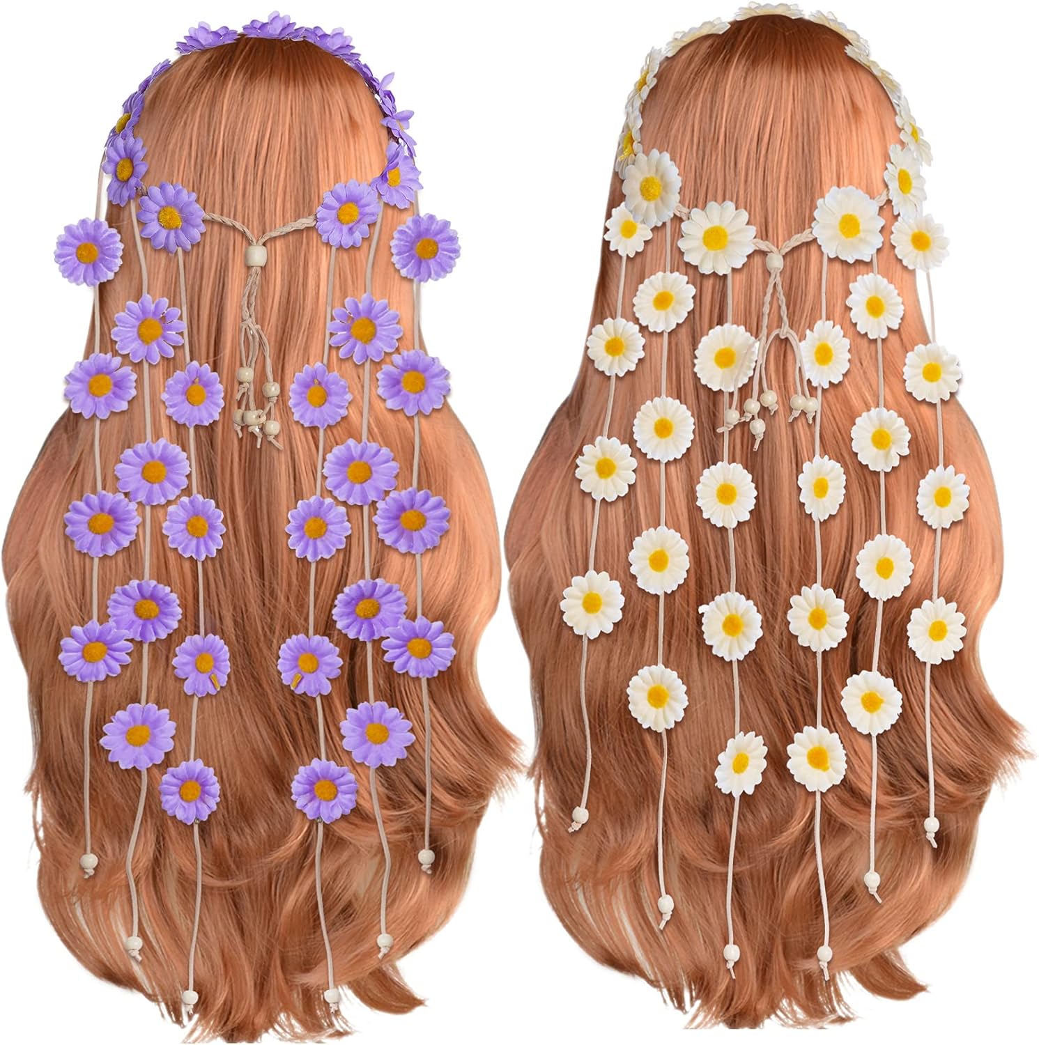 2 diademas de flores hippie corona floral verano girasol accesorios para el cabello para 70 s estilo bohemio disfraces