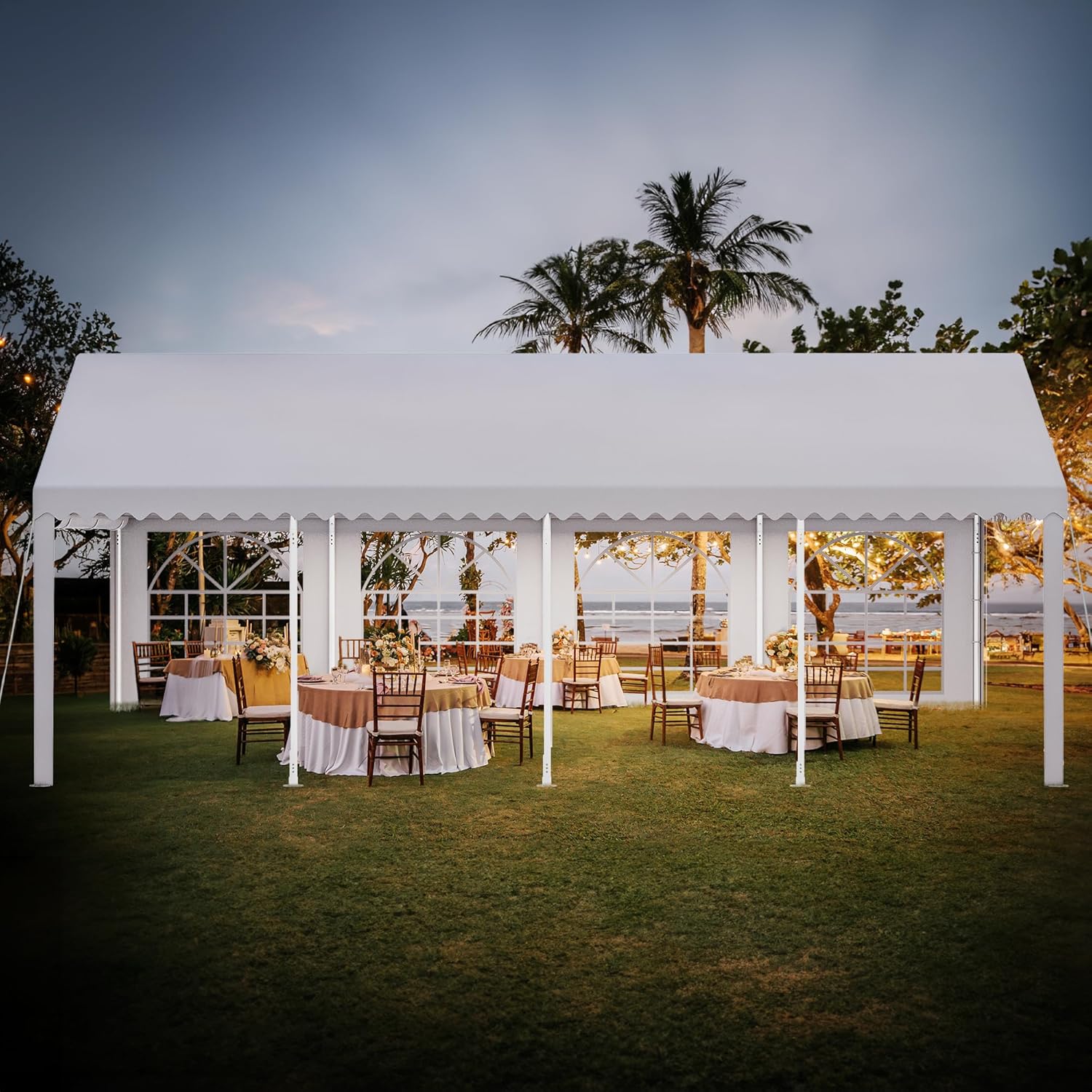 YITAHOME Tienda de campaña de PVC resistente de 13 x 26 pies, refugios para eventos de boda, toldo ondulado galvanizado mejorado con techo grande,