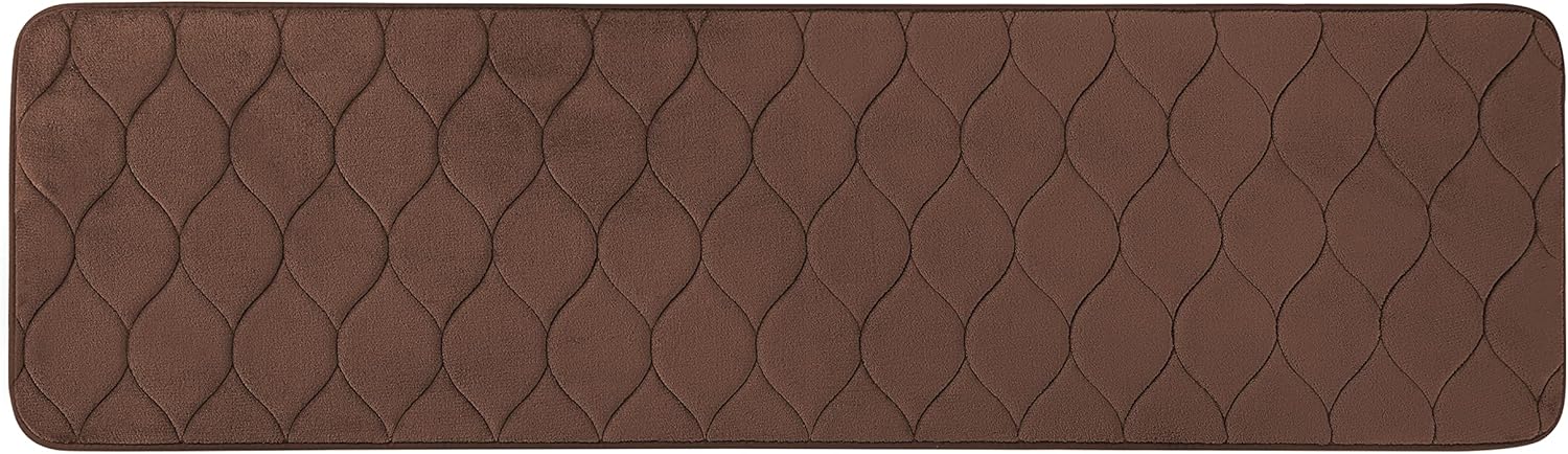 Alfombra de baño con diseño ovalado en relieve de espuma viscoelástica de color sólido, suave, con respaldo de PVC antideslizante