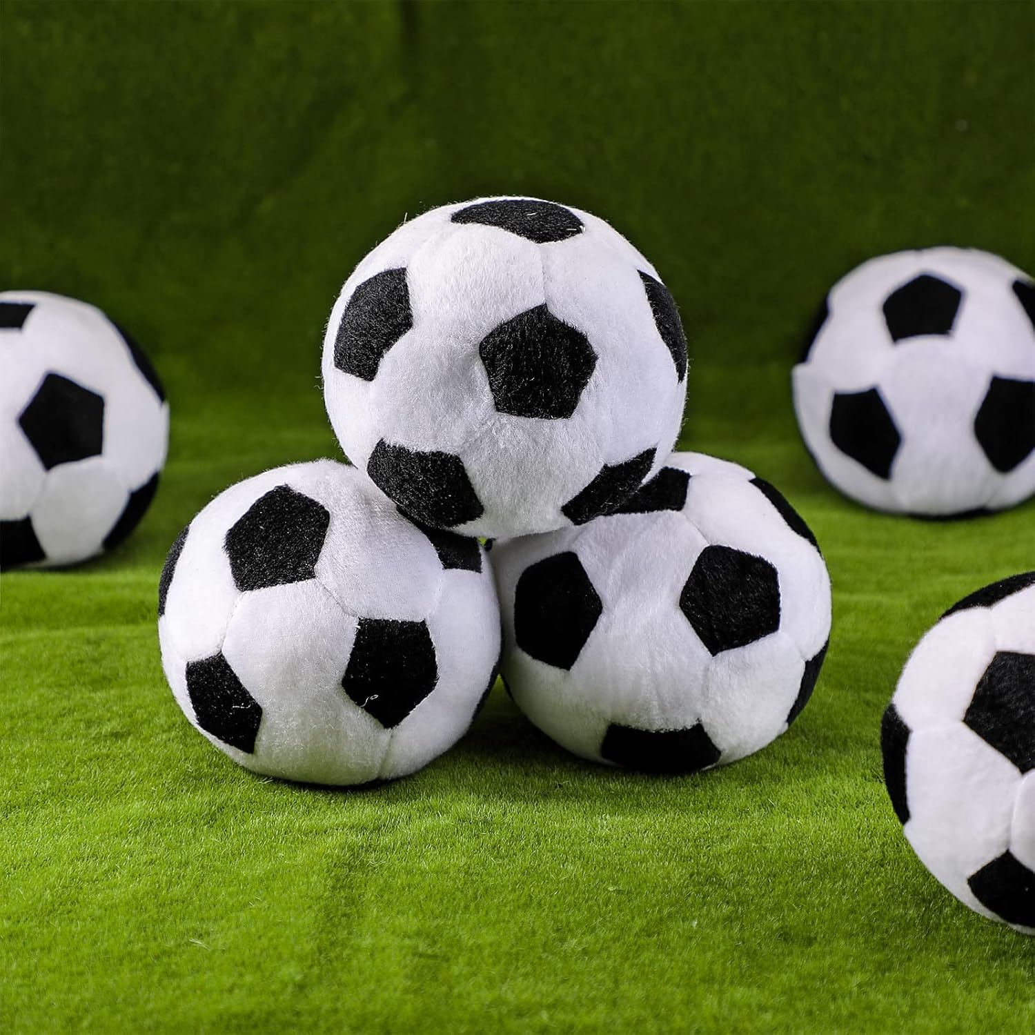 Chivao 12 piezas de fútbol de peluche para niños y niñas, juguete de peluche suave, almohada de fútbol esponjosa, decoración de fiesta de fútbol