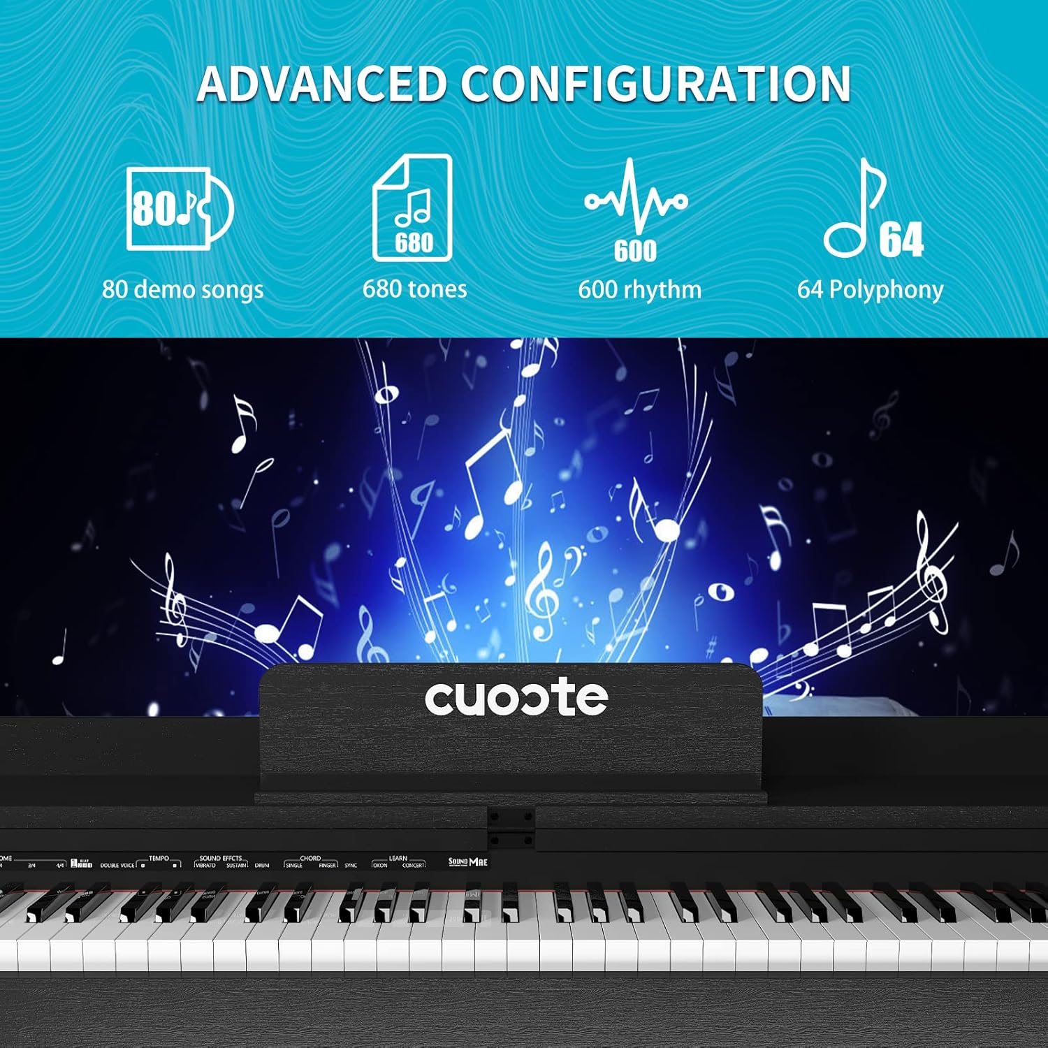 Pipleo Piano digital de 88 teclas con peso de teclado, acción de martillo con piano eléctrico de tamaño completo, teclas ponderadas con Midi, USB,