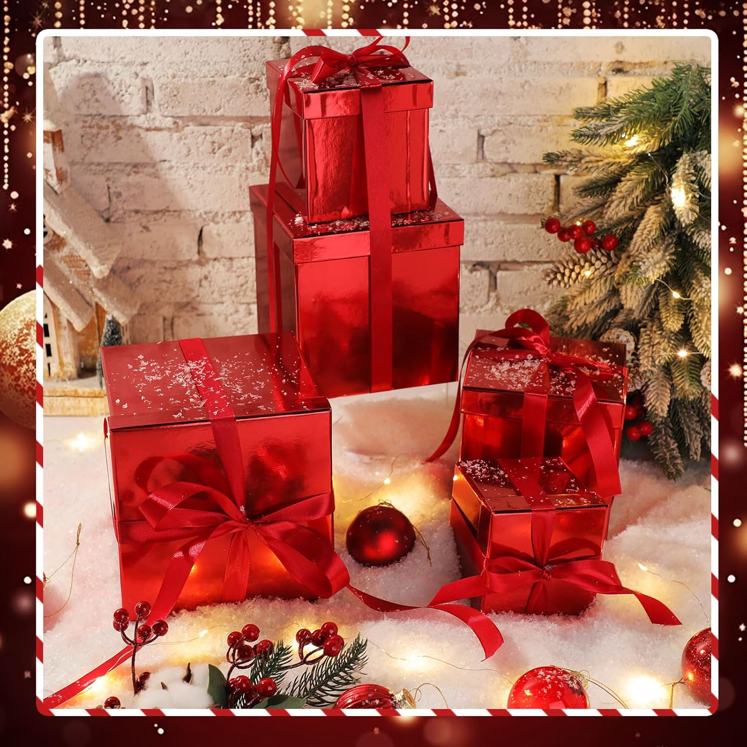 Cholemy 5 cajas de regalo para el día de San Valentín con tapa y cinta, 5 tamaños mixtos, cuadrados, anidados, tarjeta de recuerdo, caja de regalo,