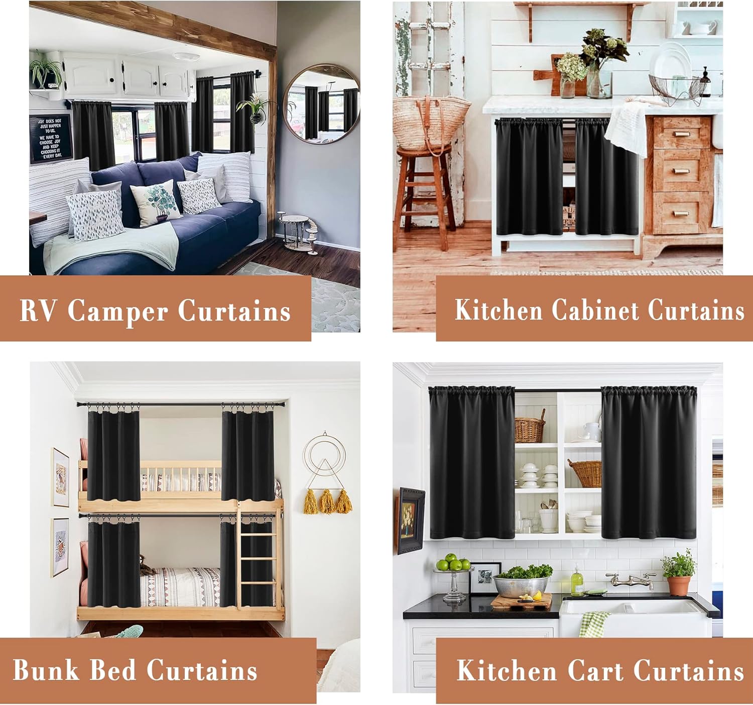 XTMYI Cortinas opacas para ventana pequeña de cocina de 24 pulgadas sobre el fregadero, persianas opacas impermeables para ventanas de cámper,