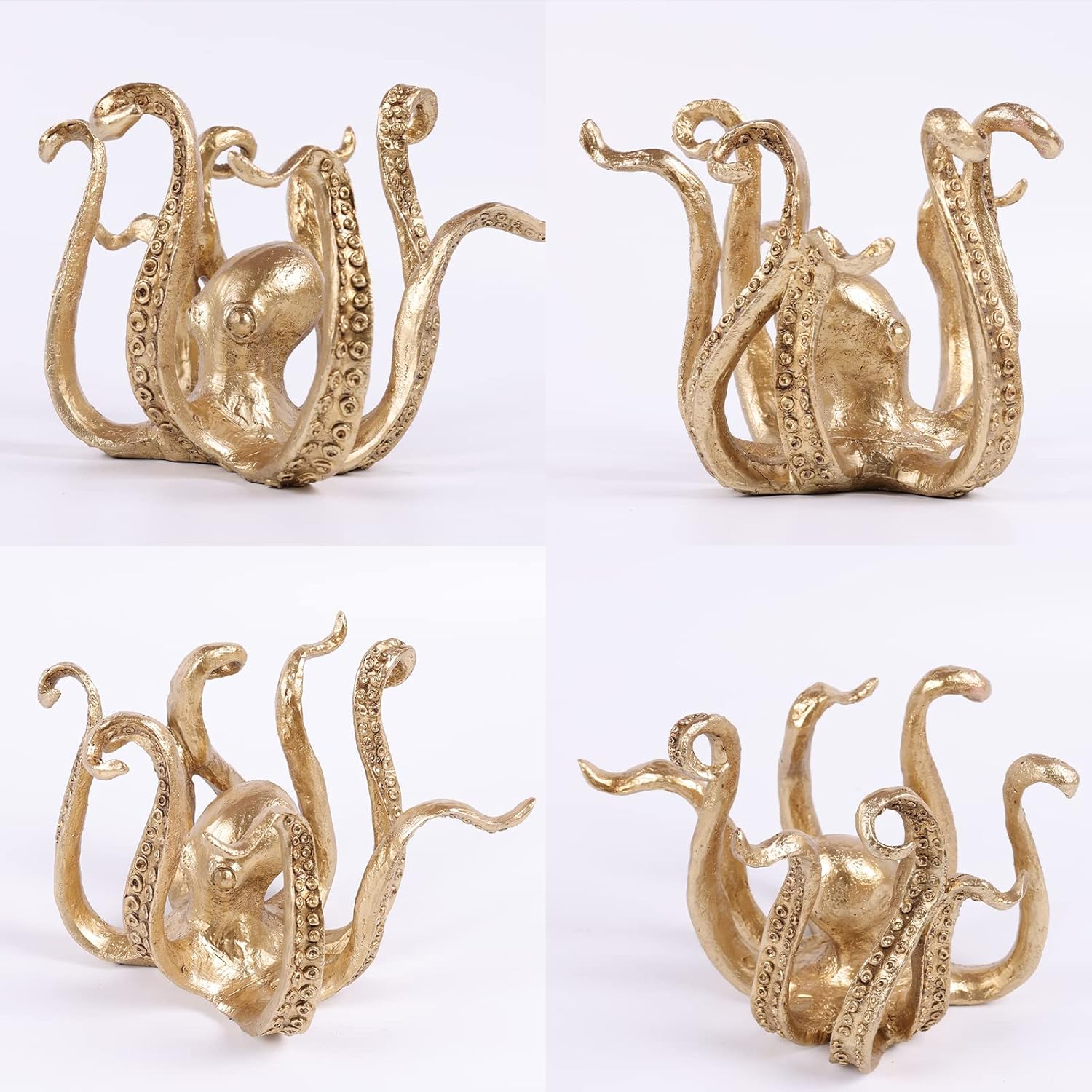 DOVDOV Portavasos de pulpo, soporte de taza de café de pulpo de resina, estatua de pulpo, decoración moderna dorada del hogar, accesorios de bar