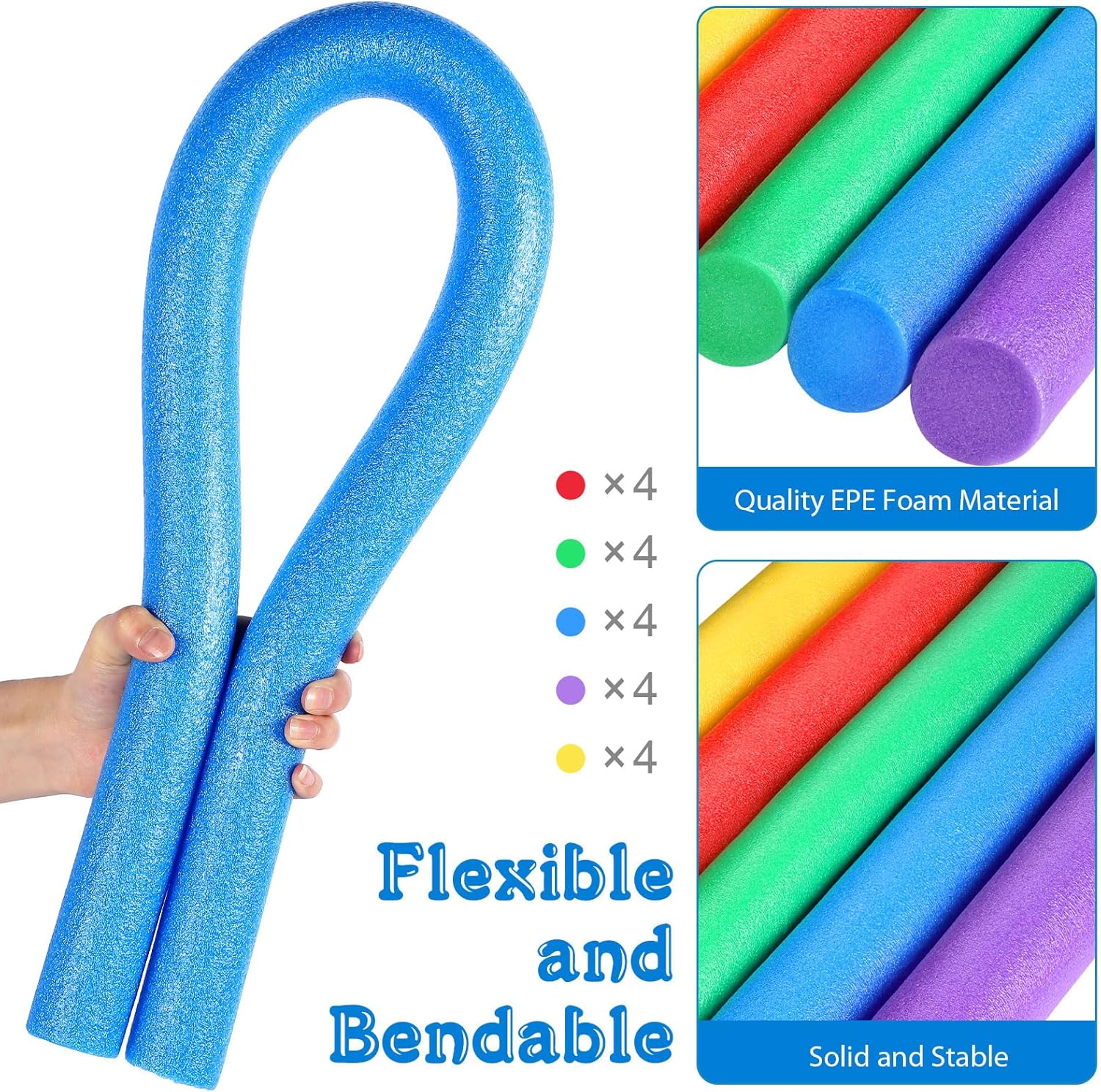 Frienda 20 fideos sólidos de piscina de 1.57 x 35.83 pulgadas, espuma para manualidades, tubo redondo para proyectos de manualidades flotantes para