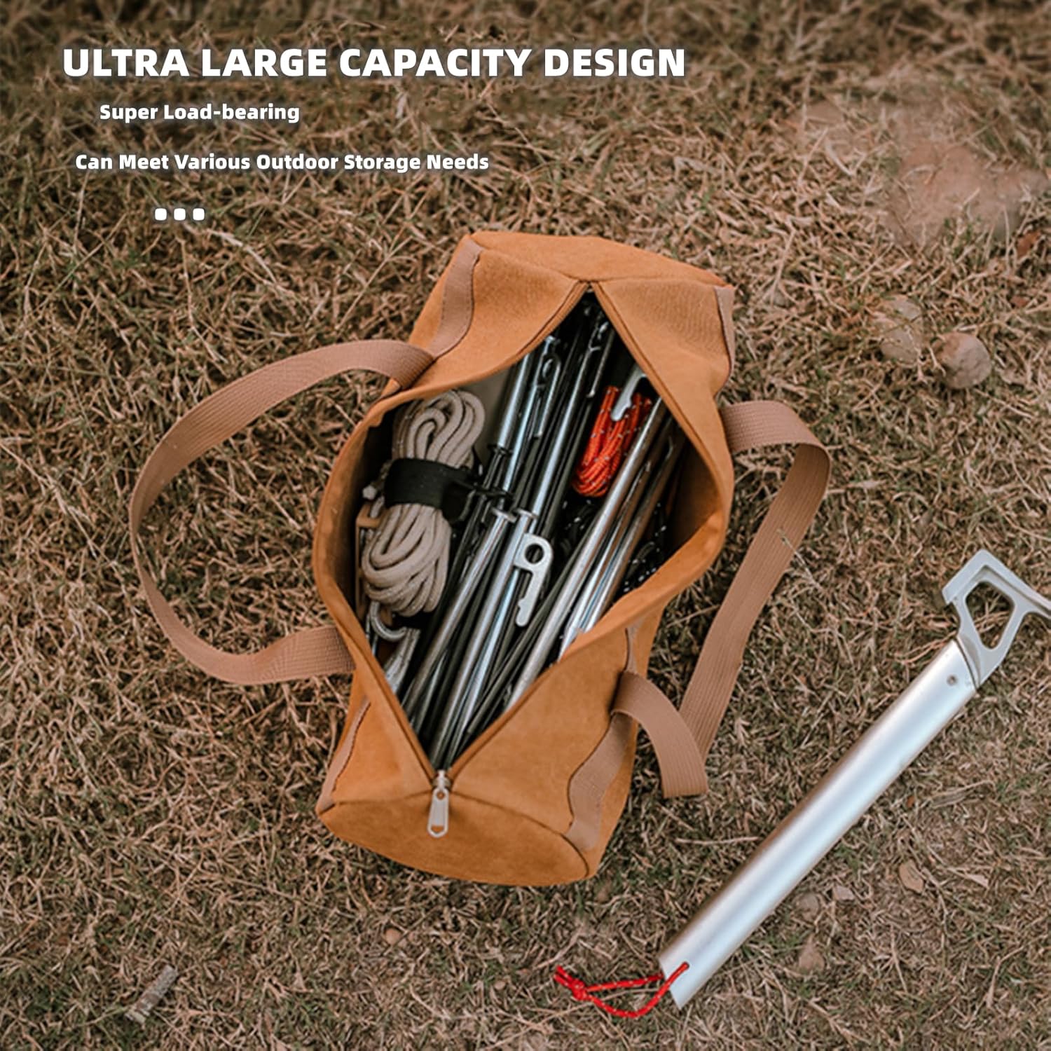 Bolsa de almacenamiento de lona para camping, bolsa de almacenamiento de herramientas para barbacoa, bolsa de almacenamiento de estacas para tienda