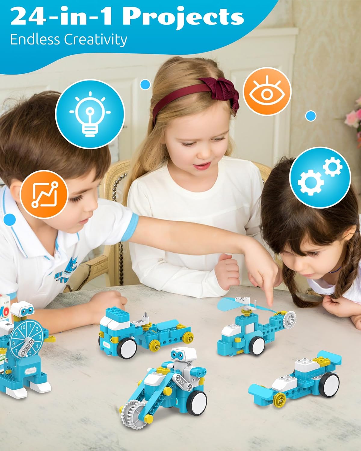 Robot de codificación B3 Pro – Kit robótico STEM 24 en 1 para niños de 4 a 6 años  Bolígrafo de codificación sin pantalla y tarjetas  Educación STEM
