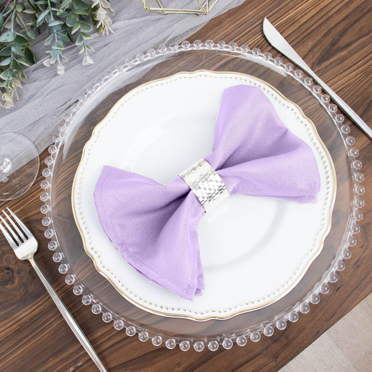 Efavormart – Paquete de 25 servilletas de tela sin costuras color lavanda, lino resistente a las arrugas, 17 x 17 pulgadas