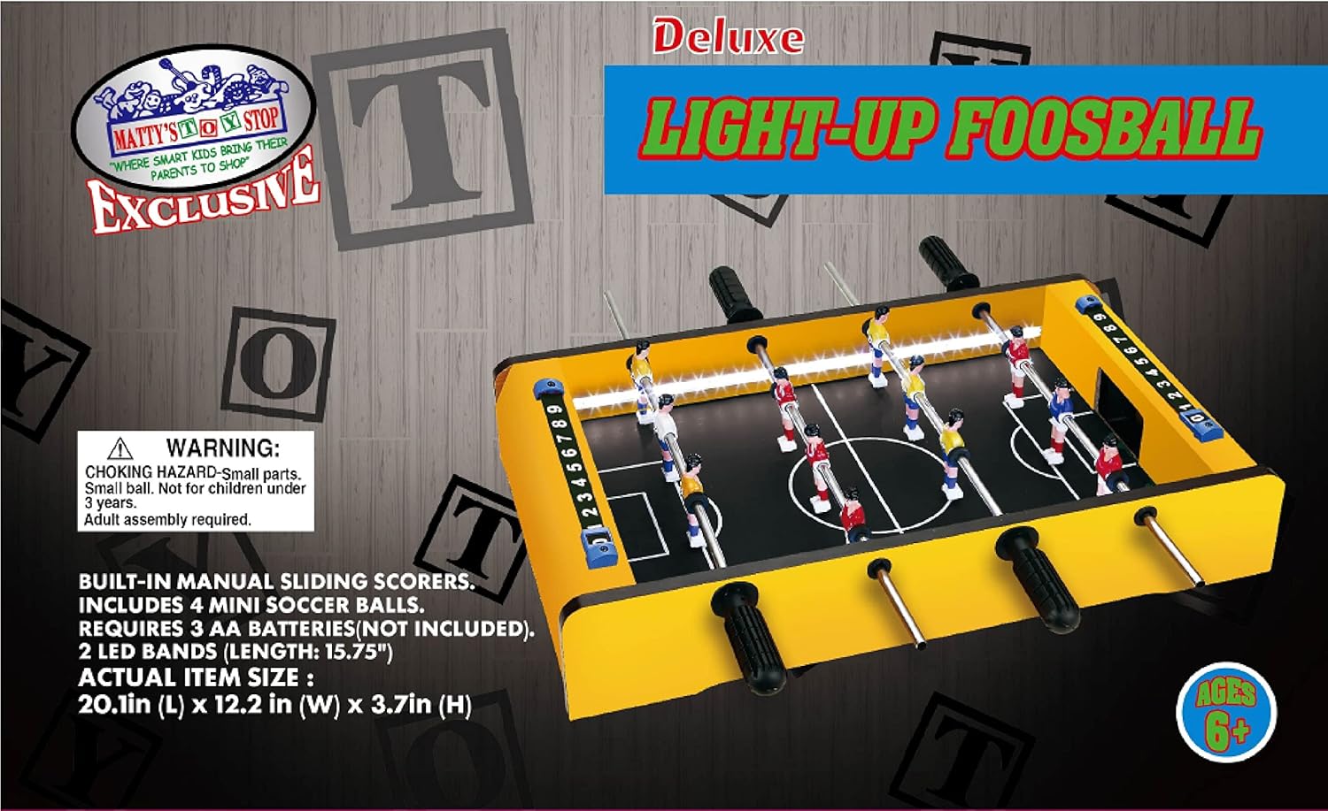 Matty’s Toy Stop Juego de 2 juegos de mesa de madera de lujo de 20 pulgadas con luz LED que brilla en la oscuridad, hockey aéreo (discos extra) y