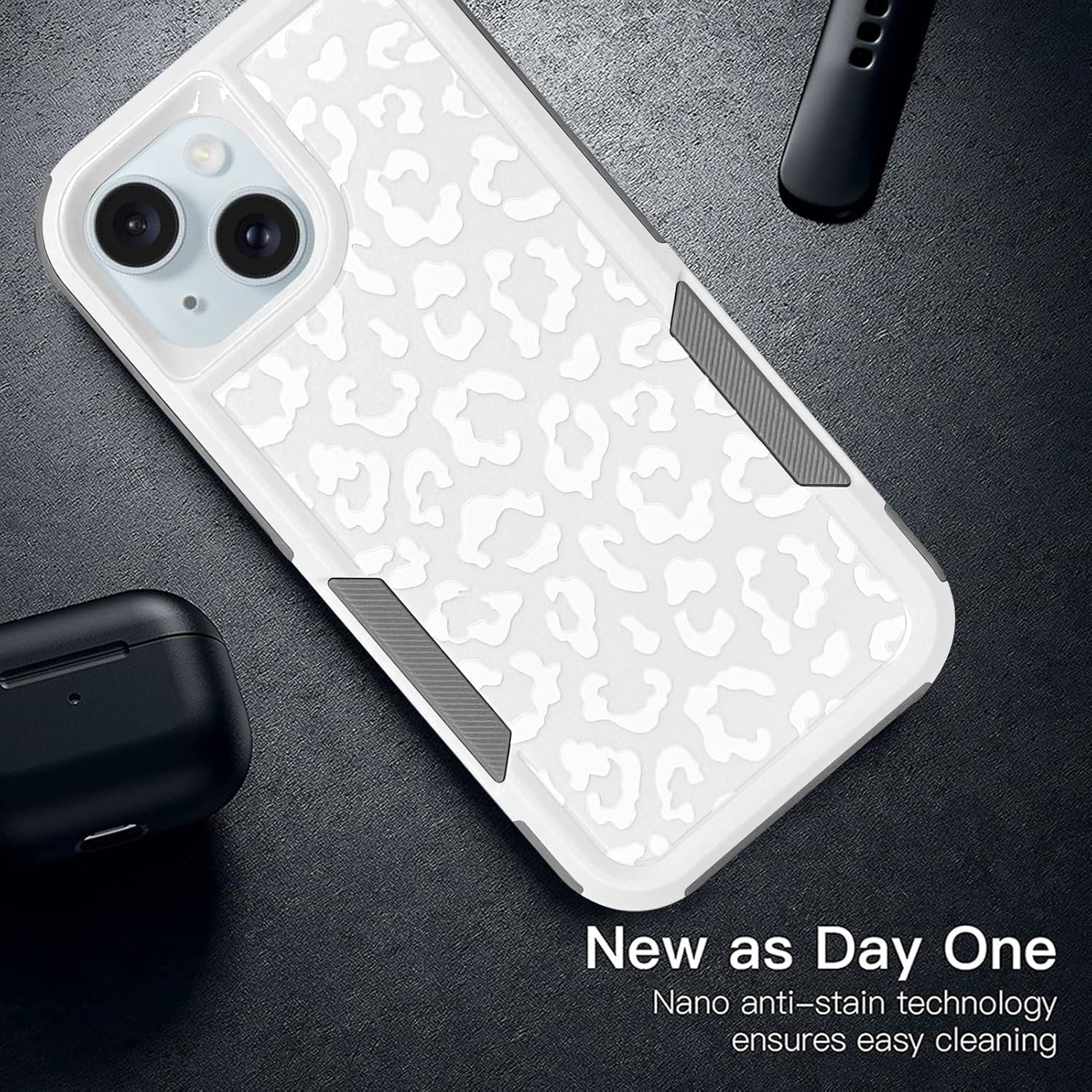 MOWIME Funda compatible con iPhone 15 de leopardo, estampado de guepardo, a prueba de golpes, resistente, TPU duro, parte trasera de policarbonato