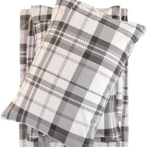 Mooreeke Sábanas tamaño Queen, juego de sábanas a cuadros grises con bolsillo profundo, sábana bajera antideslizante de microfibra a cuadros y Mooreeke Sábanas tamaño Queen, juego de sábanas a cuadros grises con bolsillo profundo, sábana bajera antideslizante de microfibra a cuadros y