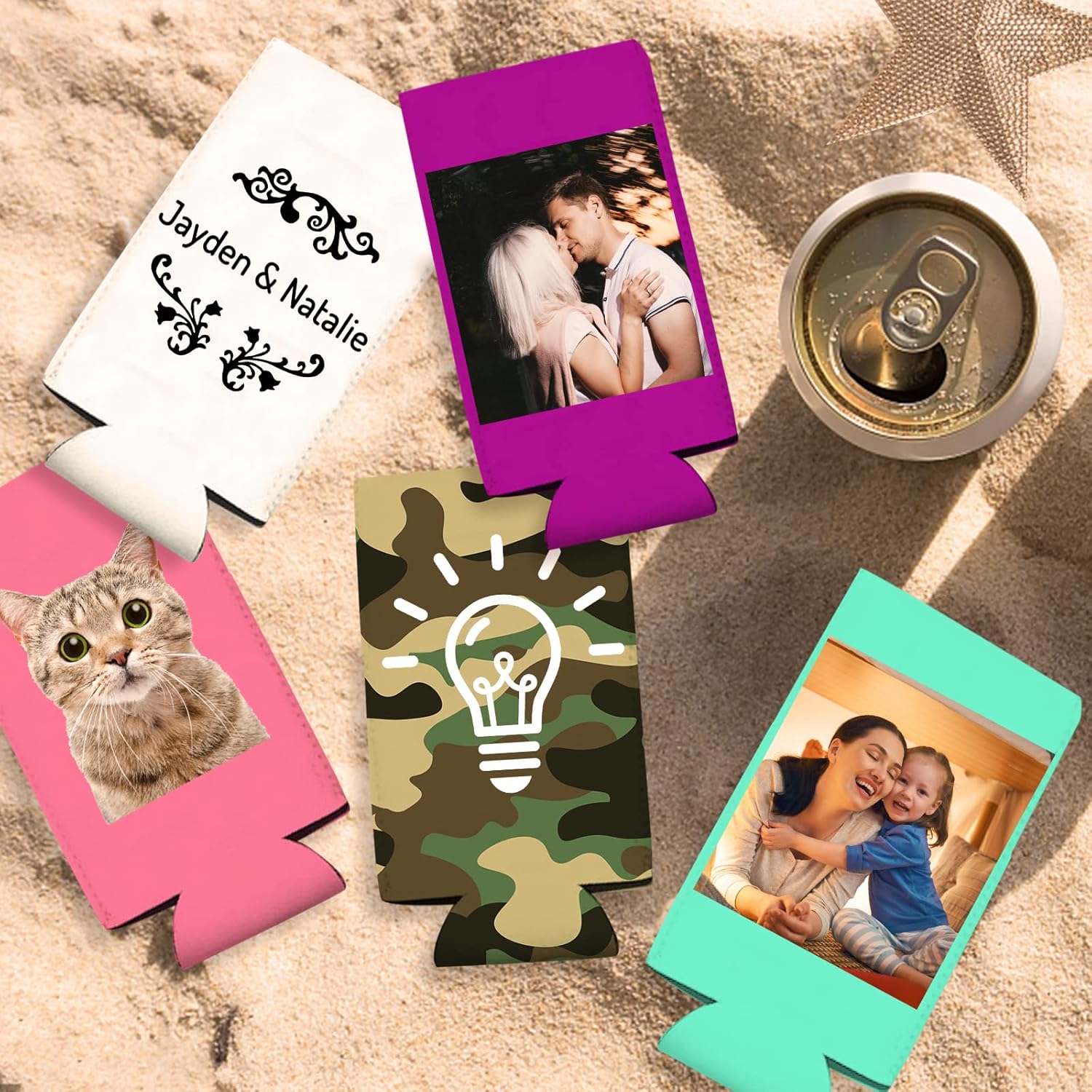 Fundas para enfriar latas delgadas personalizadas a granel, para cerveza, acogedoras latas y botellas, con aislamiento para bebidas, boda, fiesta de