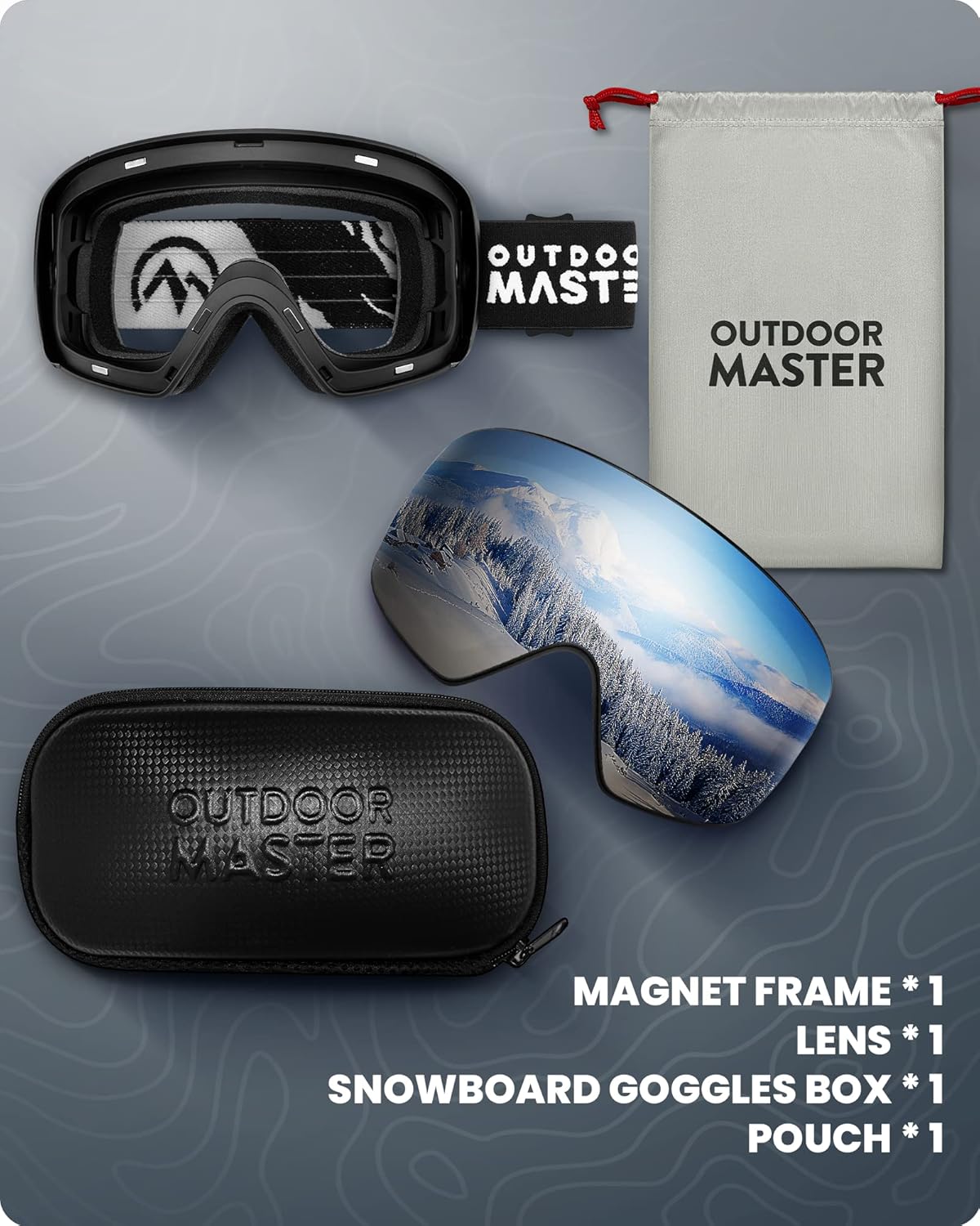 OutdoorMaster Gafas de esquí Horizon – Gafas de snowboard con lente magnética intercambiable, sin marco