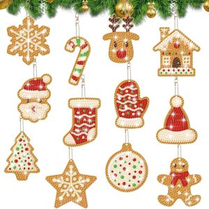 clothmile Kit de 12 llaveros de diamantes de Navidad, diseño de hombre de jengibre de Navidad, 5D, bricolaje, manualidades, hombre de jengibre, arte clothmile Kit de 12 llaveros de diamantes de Navidad, diseño de hombre de jengibre de Navidad, 5D, bricolaje, manualidades, hombre de jengibre, arte