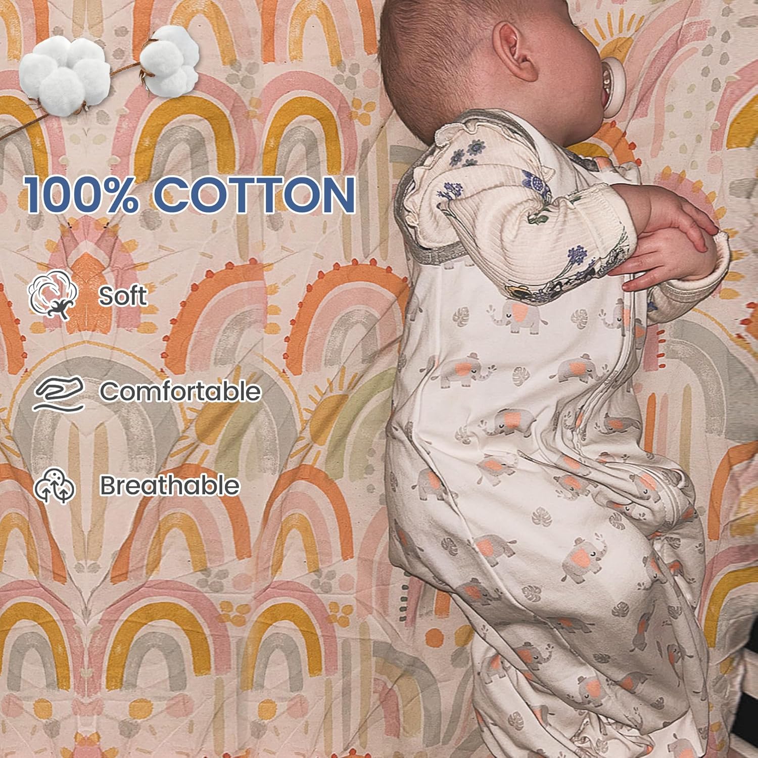 ZIGJOY Saco de dormir para bebé, 0.5 TOG, saco de dormir de 12 a 18 meses, 100% algodón, saco de dormir ligero para niños pequeños con cremallera de