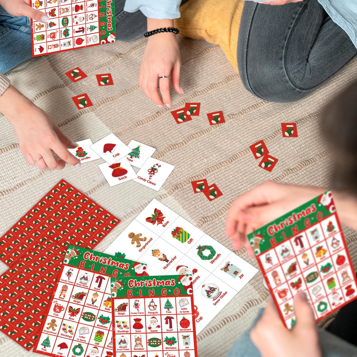 Lesixur Juegos de bingo de Navidad – Juegos de bingo de Navidad para 24 jugadores, suministros de fiesta de Navidad, juegos de bingo de vacaciones