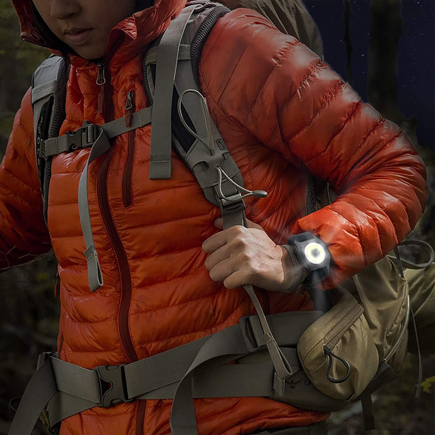 Sun Company WrisTorch – Linterna COB de muñeca con correa táctica Zulu  Luz LED manos libres para camping, senderismo, mejoras para el hogar  Luz de