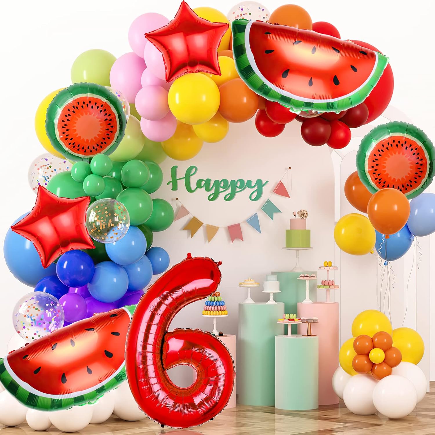 7 globos de papel de aluminio de sandía, globos de Mylar de sandía, globos de papel de aluminio de frutas de dibujos animados para cumpleaños, baby