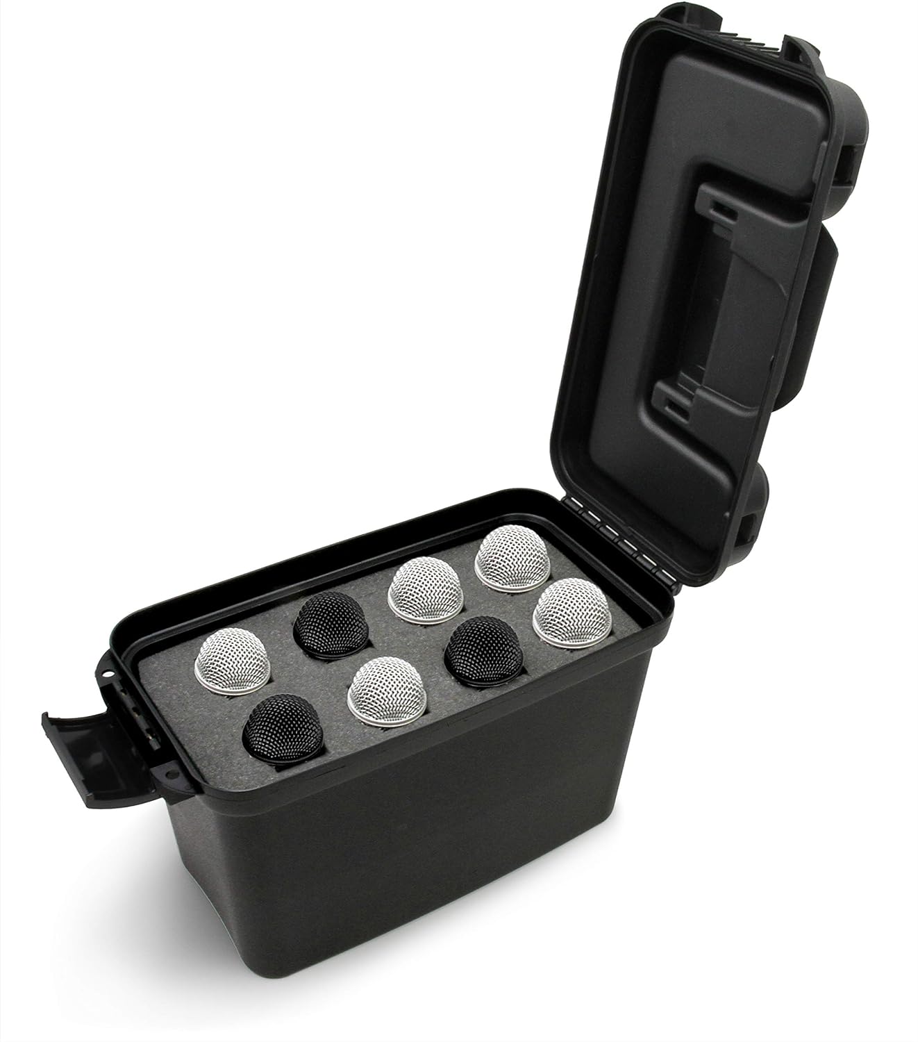 CASEMATIX Carcasa rígida para micrófono de mano de 8 micrófonos, compatible con micrófonos vocales cardioides dinámicos XLR de 8 pulgadas, no