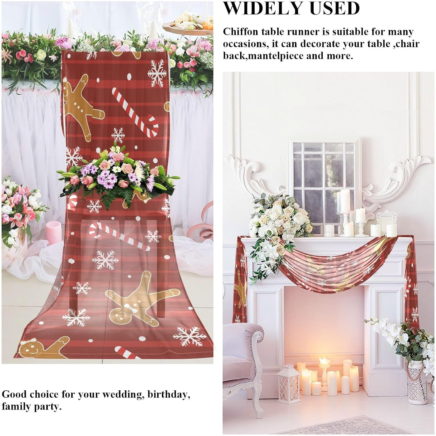 Christmas Cookies Candy Table Runner Fall Table Decor for Kitchen Decorations Christmas Table Runner 120 Inches Long