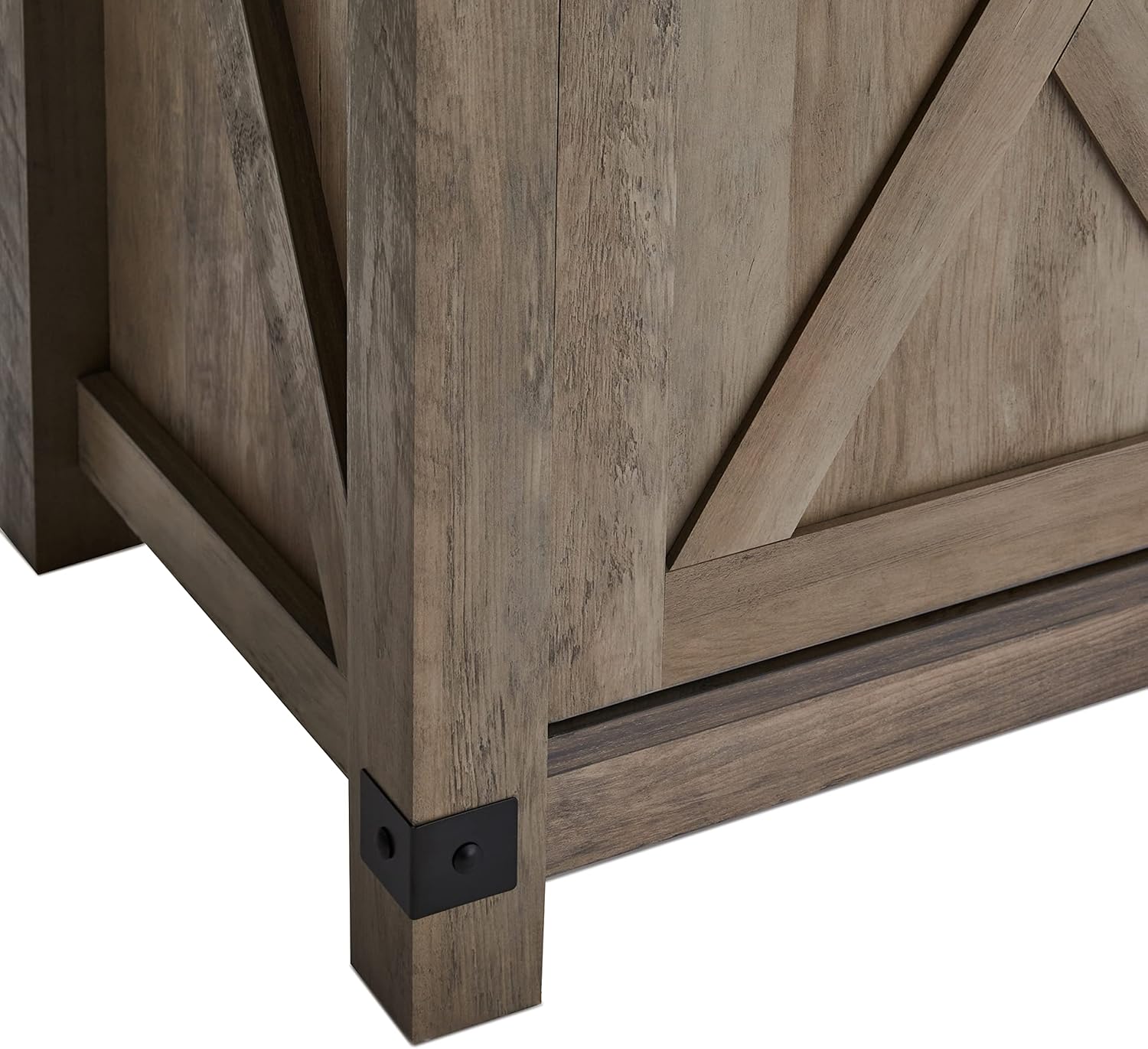 ROCKPOINT Soporte de consola de almacenamiento con puerta de granero individual para televisores de hasta 55 pulgadas, 44 pulgadas, gris lavado