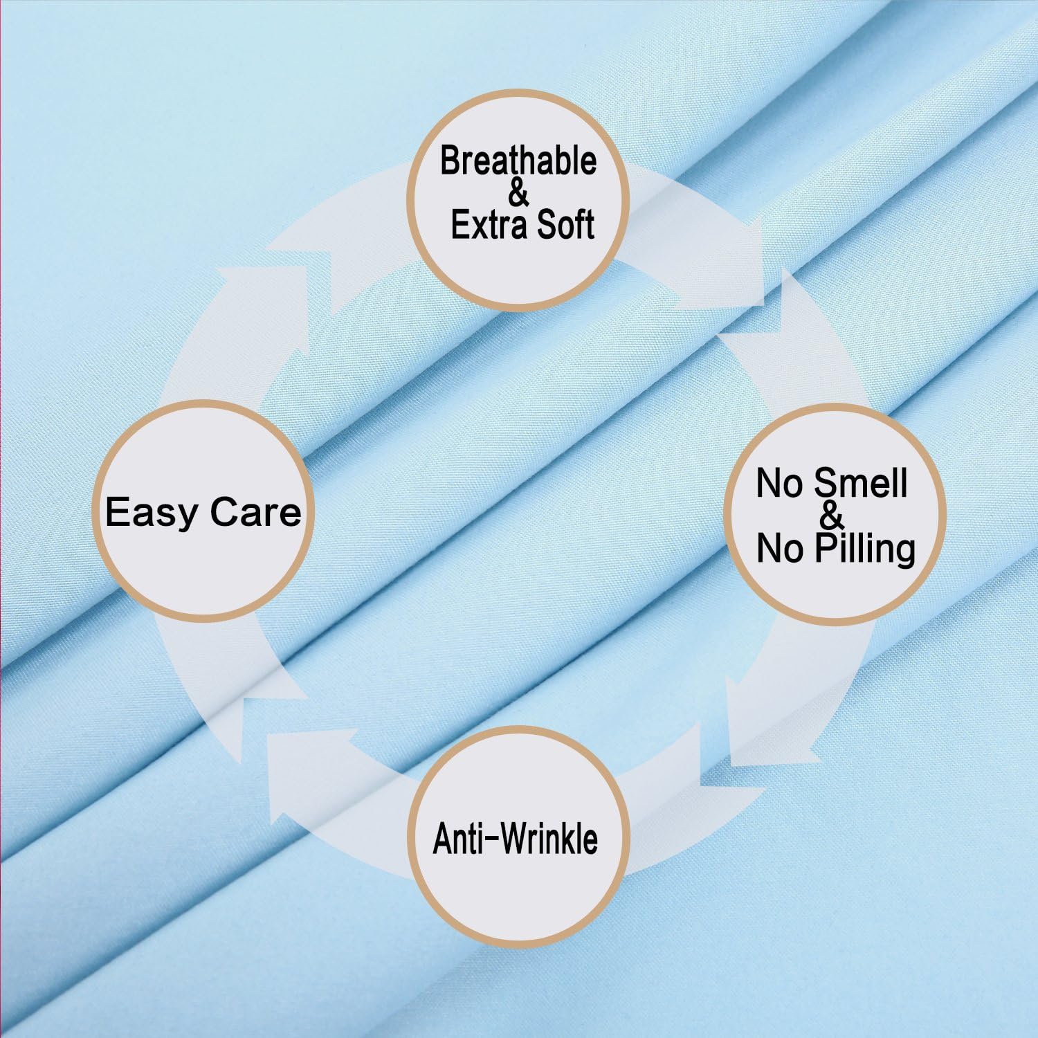 Juego de sábanas de diseño estampado clásico – Juegos de sábanas con bolsillo profundo ultra suave y transpirable., Microfibra, Celeste (Baby Blue),
