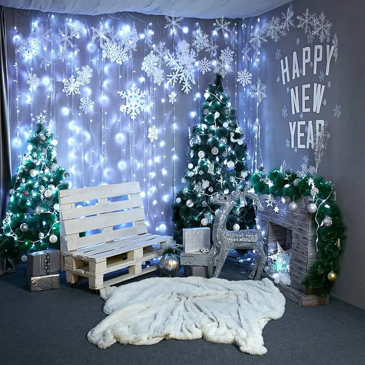100 luces LED de Navidad de 33 pies para exteriores, 8 modos, tira de luces de Navidad con cable transparente con memoria de tiempo, tira de luces