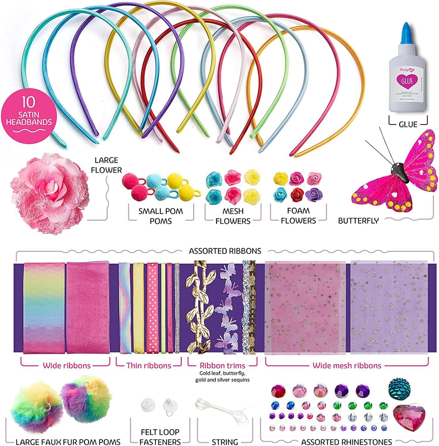 Kizcmvre Kit de fabricación de diademas kit de fabricación de diademas para niñas, artes y manualidades para niños de 8 a 12 años, accesorios para