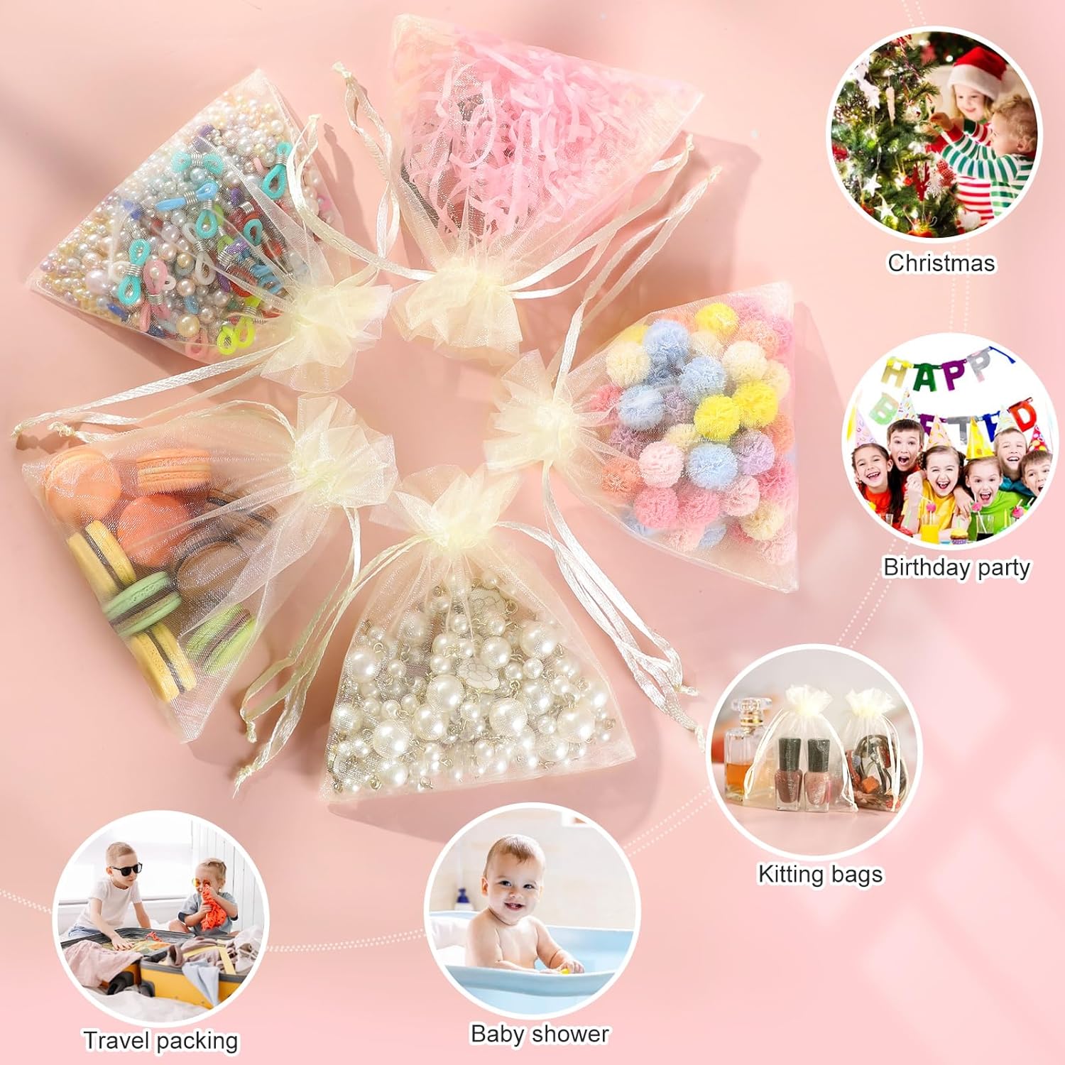 Hopttreely Bolsas de regalo de organza transparente, bolsas de 4 x 4.72 pulgadas, para dulces, joyas, bodas, fiestas, regalos, suministros de