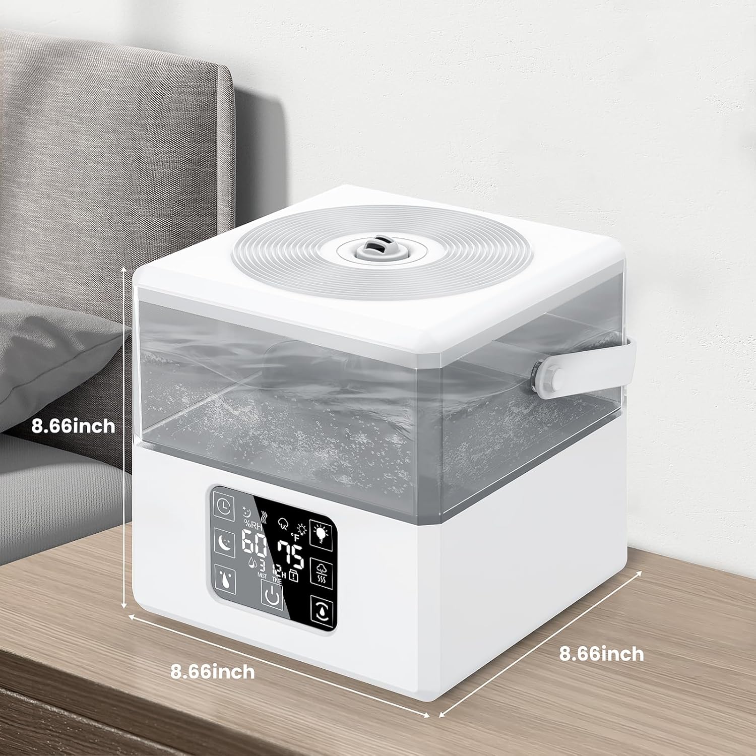 Humidificadores para dormitorio, humidificador de llenado superior de 6 L, humidificador de niebla fría y cálida para el hogar, bebé, guardería,
