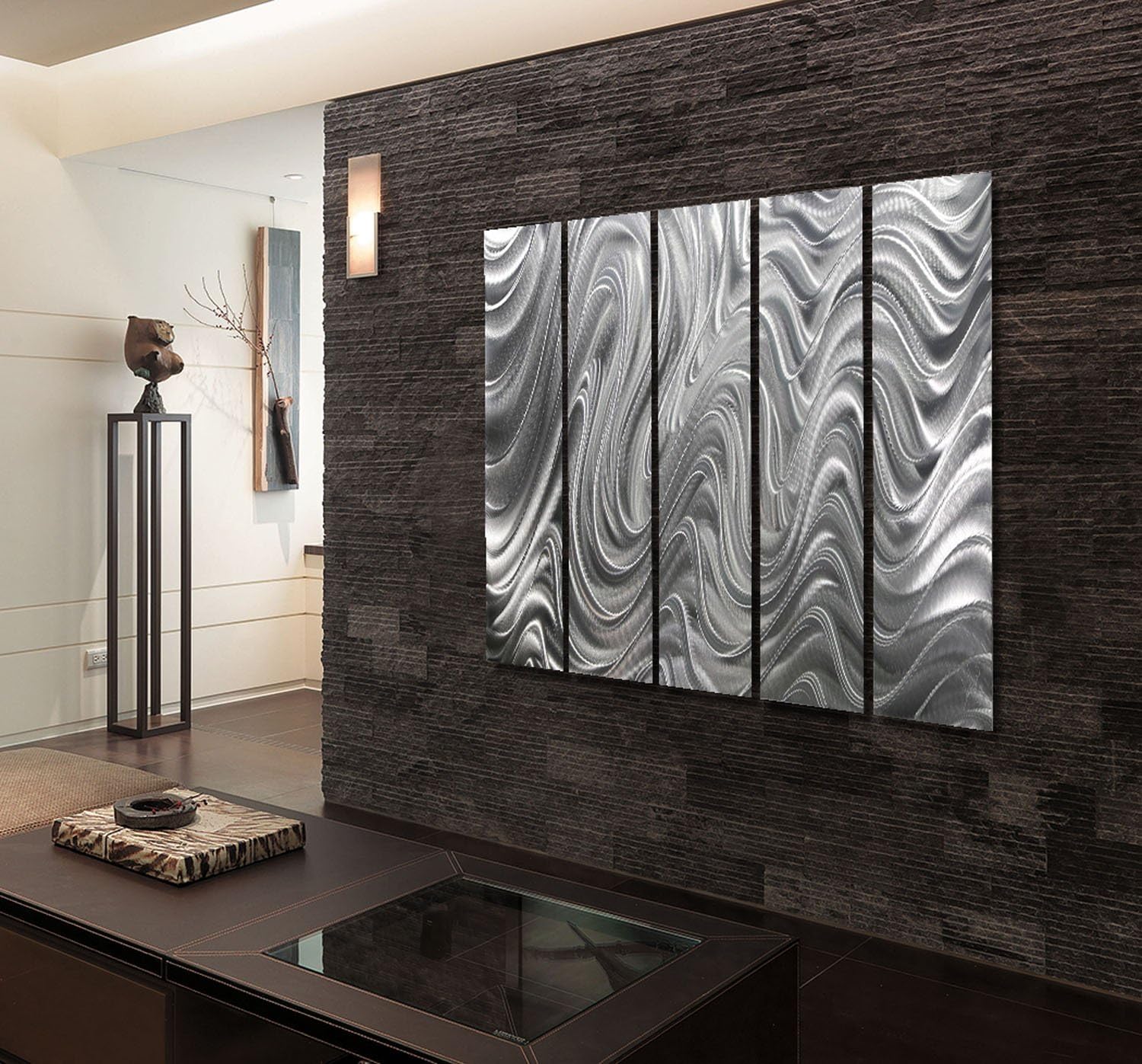 Statements2000 Arte abstracto moderno extra grande de pared de metal para interiores y exteriores, pintura 3D escultura colgante por Jon Allen,